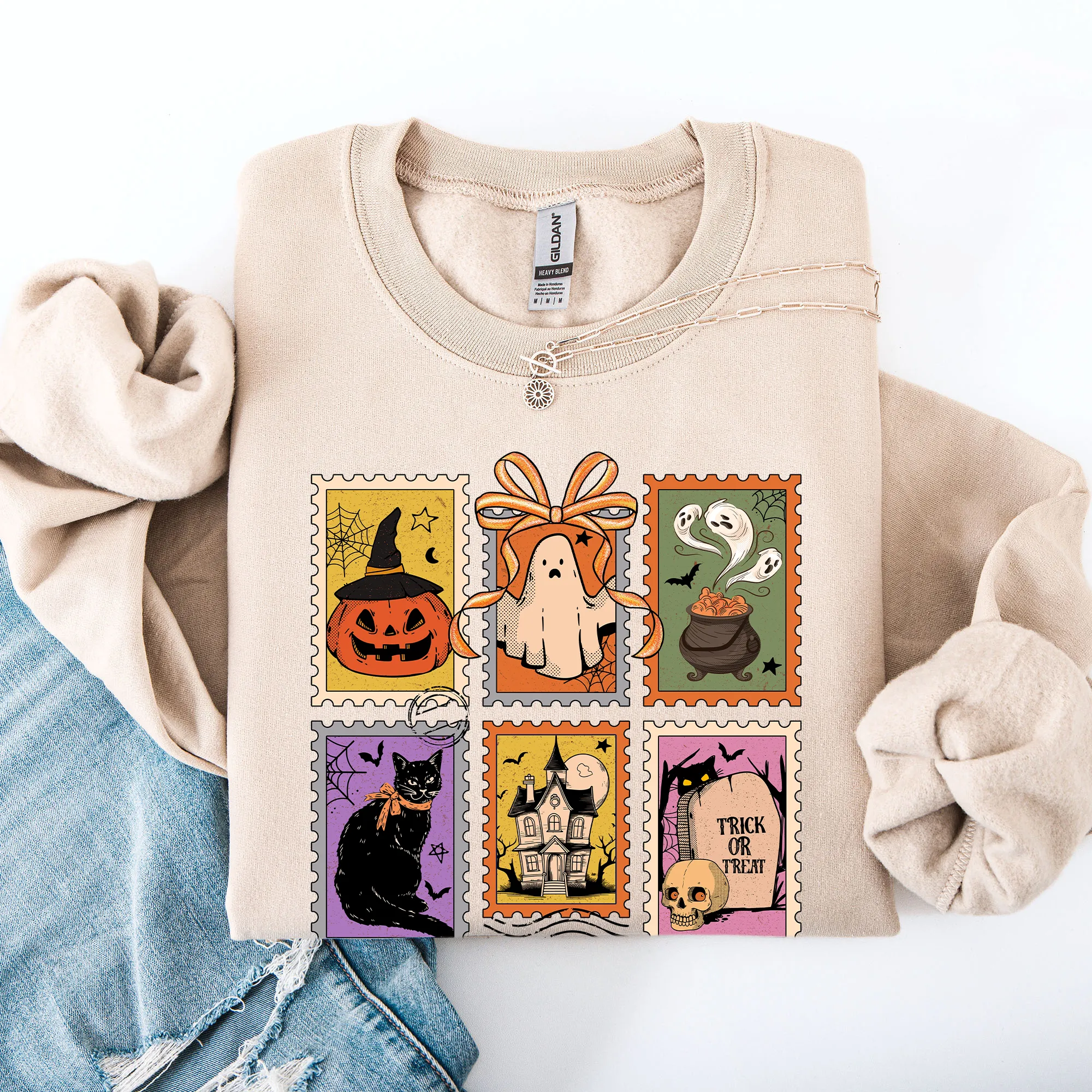Halloween, Ghost, Black Cat, Pumpkin, Witch, Classic Sweatshirt sold by Refinery Number One product image thumbnail 2