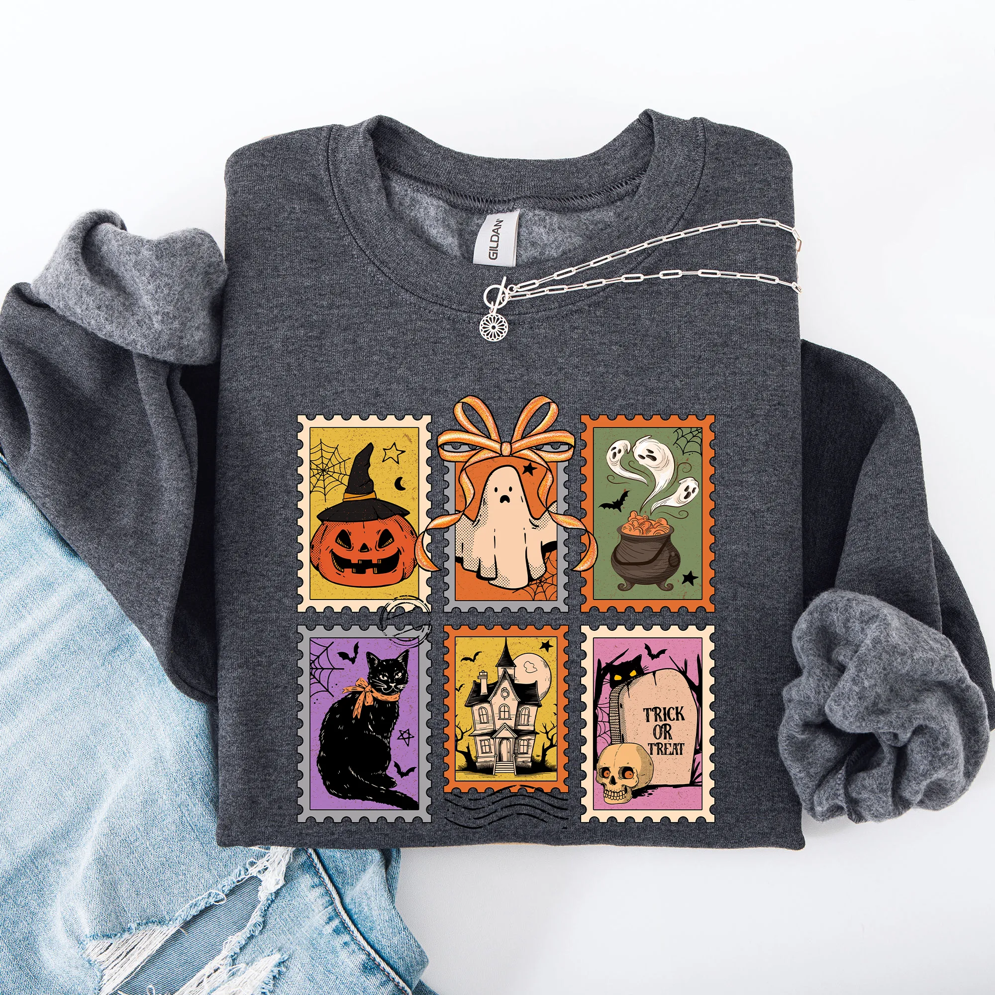 Halloween, Ghost, Black Cat, Pumpkin, Witch, Classic Sweatshirt sold by Refinery Number One product image thumbnail 3