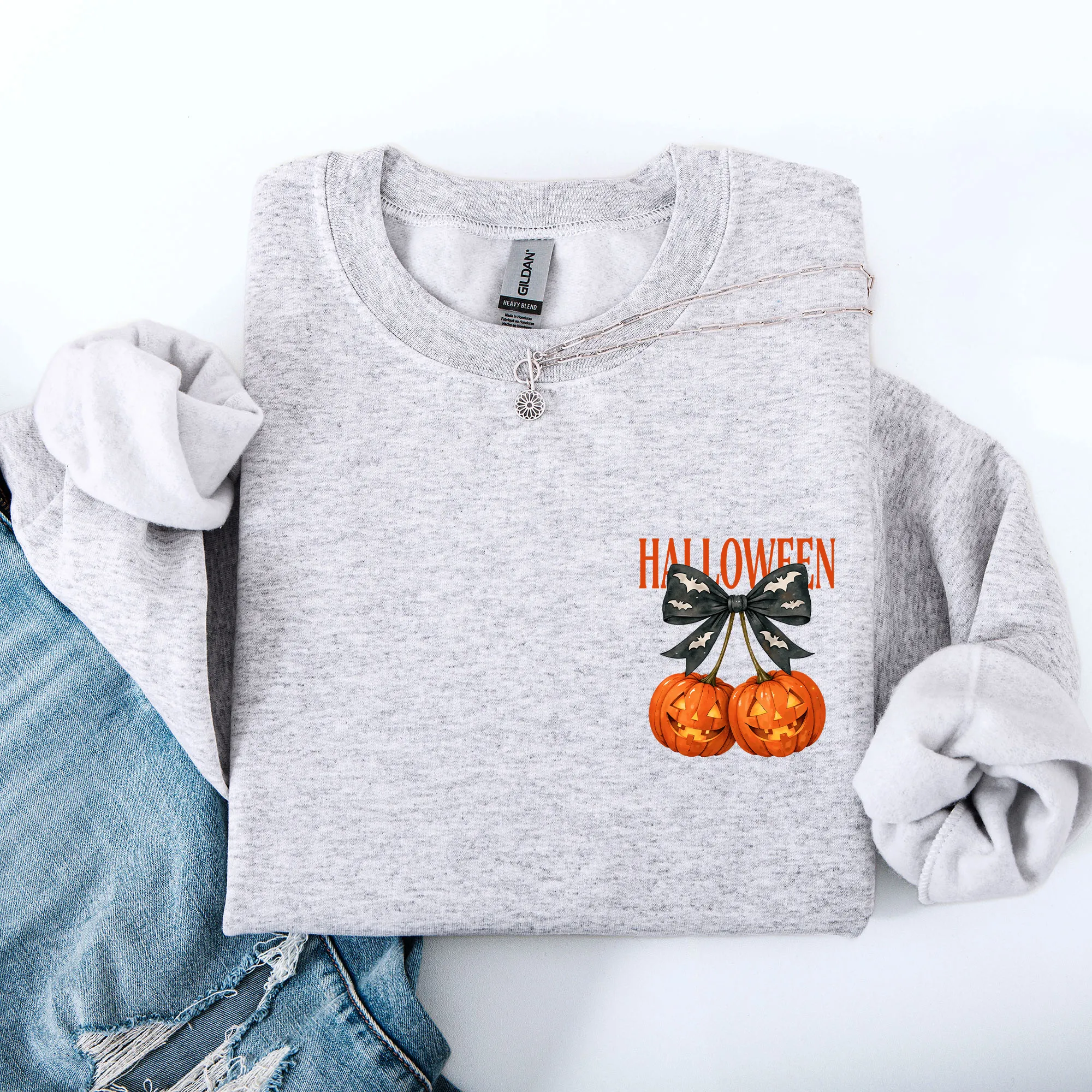 Halloween Jack o Lanterns, Cherry, Coquette, Cute, Adorable, Pocket Sweatshirt sold by Refinery Number One product image thumbnail 2