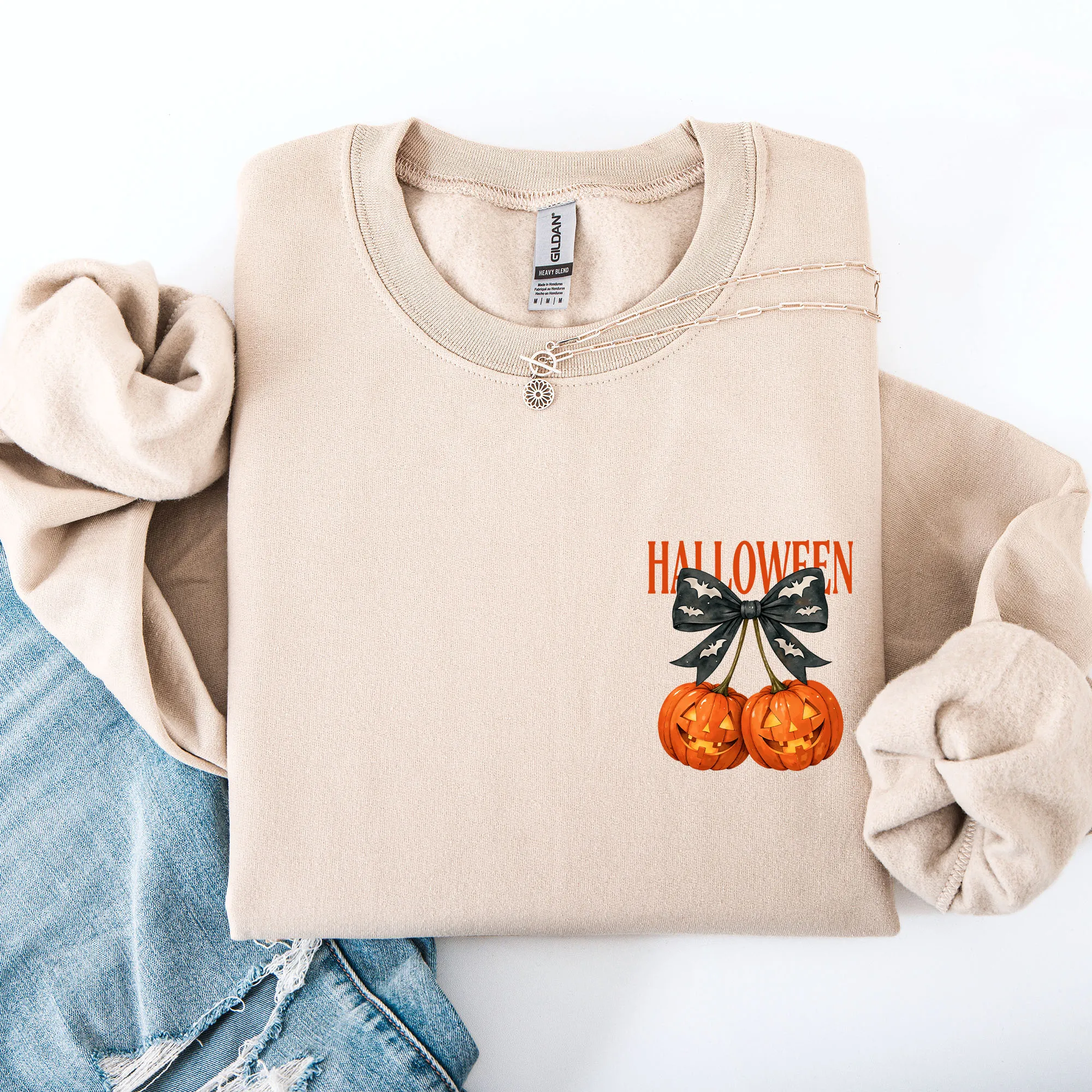 Halloween Jack o Lanterns, Cherry, Coquette, Cute, Adorable, Pocket Sweatshirt sold by Refinery Number One