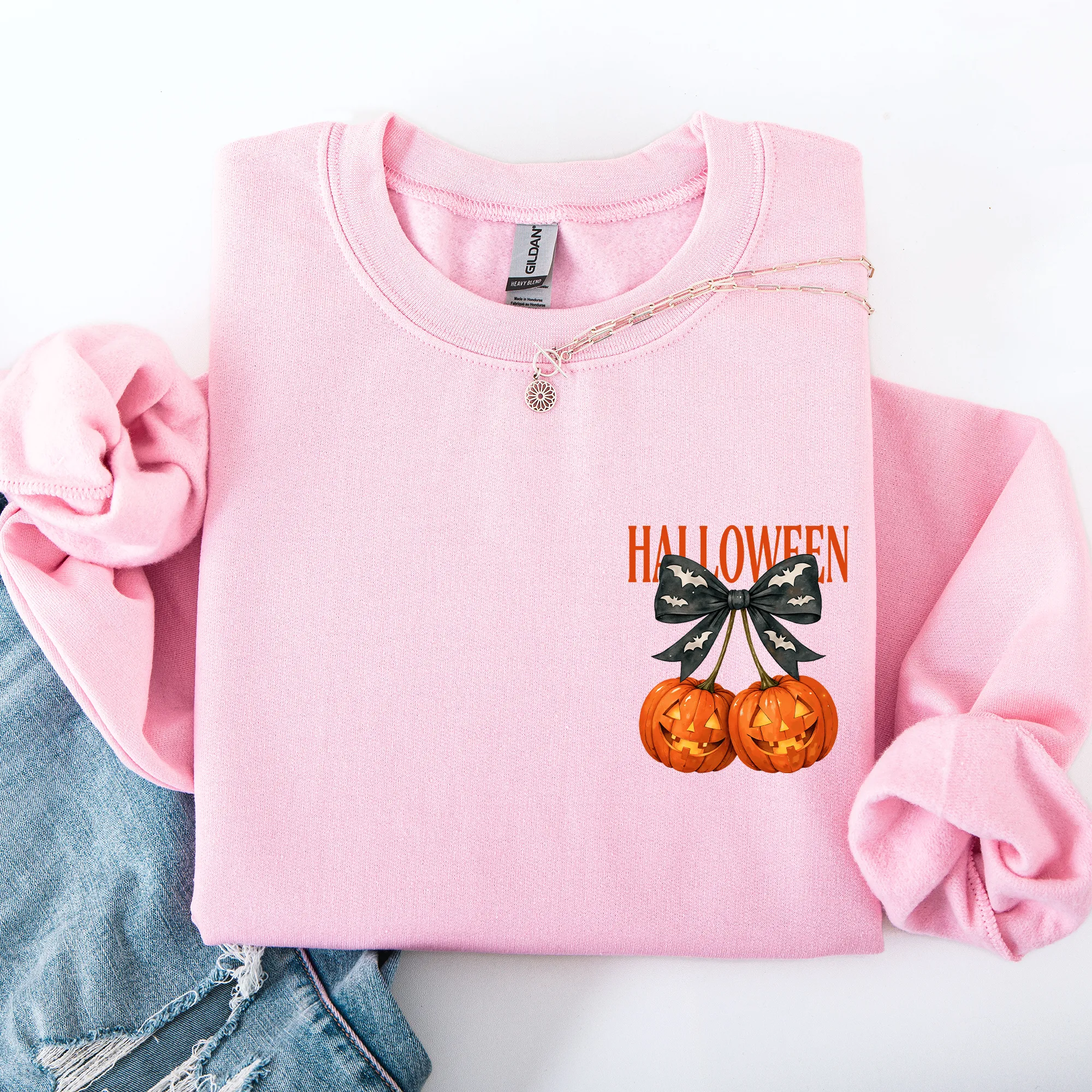 Halloween Jack o Lanterns, Cherry, Coquette, Cute, Adorable, Pocket Sweatshirt sold by Refinery Number One product image thumbnail 4