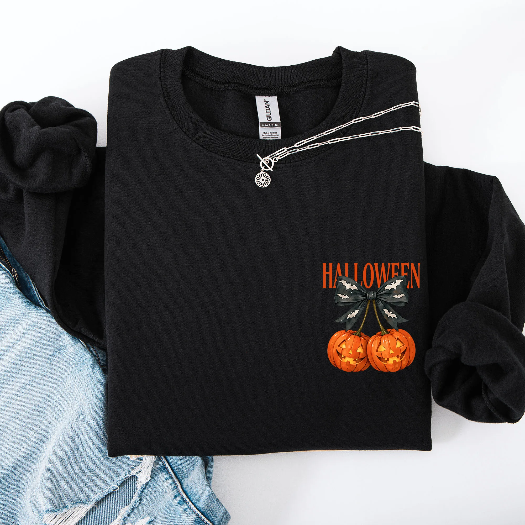 Halloween Jack o Lanterns, Cherry, Coquette, Cute, Adorable, Pocket Sweatshirt sold by Refinery Number One product image thumbnail 5
