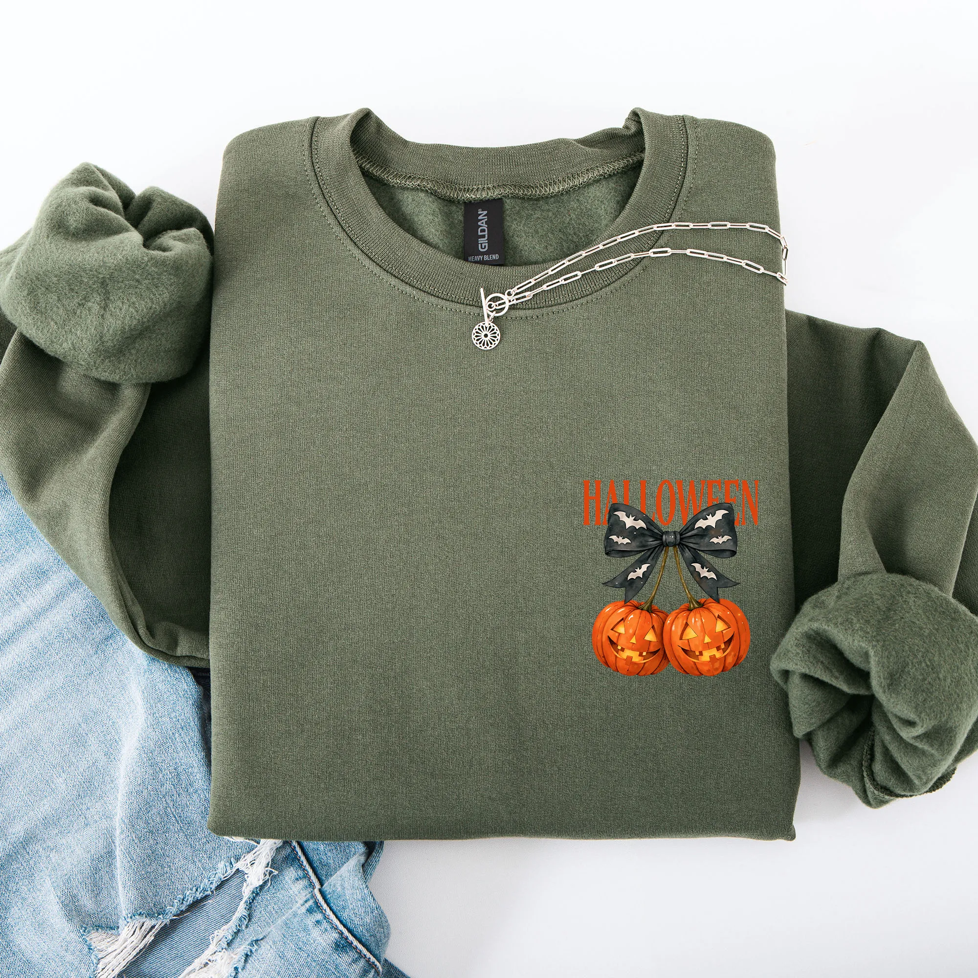 Halloween Jack o Lanterns, Cherry, Coquette, Cute, Adorable, Pocket Sweatshirt sold by Refinery Number One product image thumbnail 3