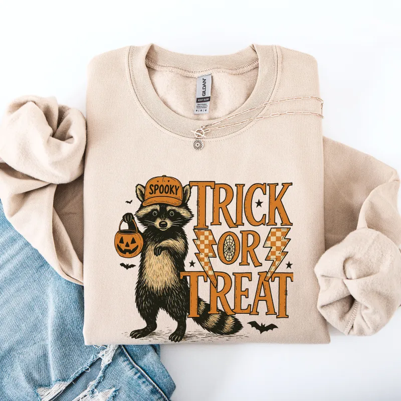 Trick or Treat Raccoon, Cute, Halloween, Spooky Sweatshirt sold by Refinery Number One