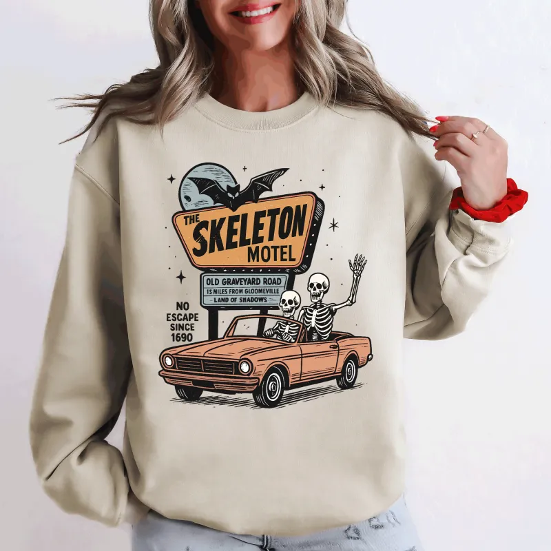 The Skeleton Motel, Spooky, Halloween Sweatshirt sold by Refinery Number One