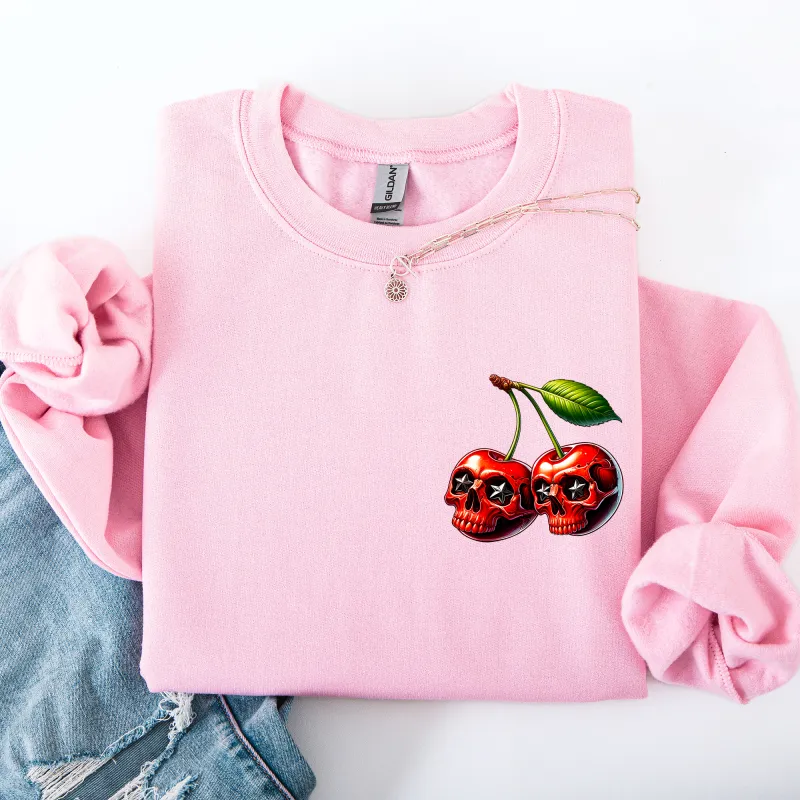 Spooky Skull Cherries, Halloween, Skeleton, Stars Sweatshirt sold by Refinery Number One