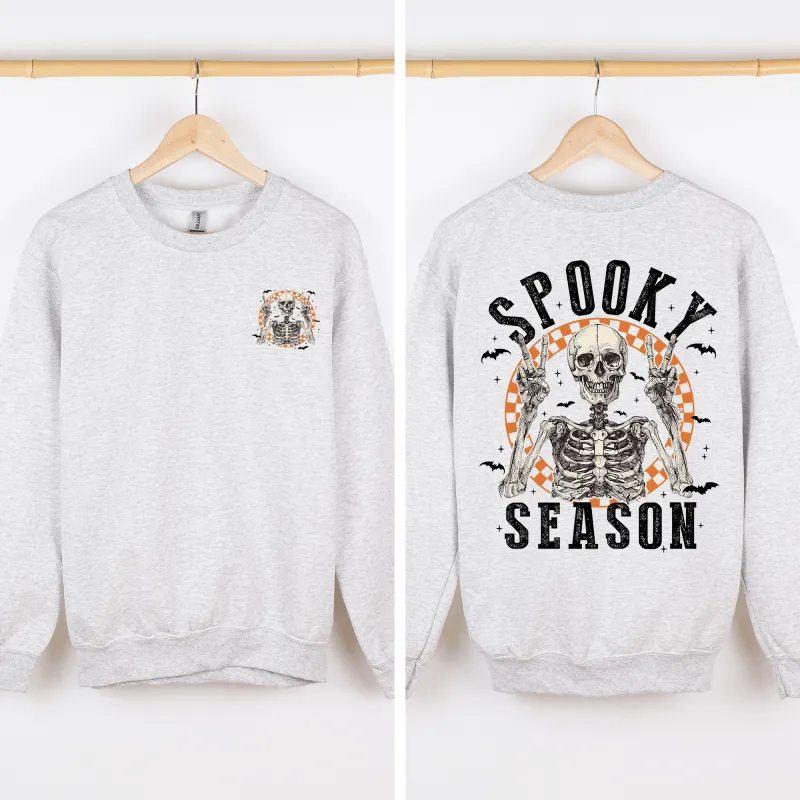 Spooky Season, Front and Back, Skeleton, Halloween Sweatshirt sold by Refinery Number One