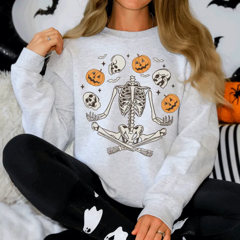 Skeleton, Juggling, Halloween, Jack o Lantern Sweatshirt sold by Refinery Number One