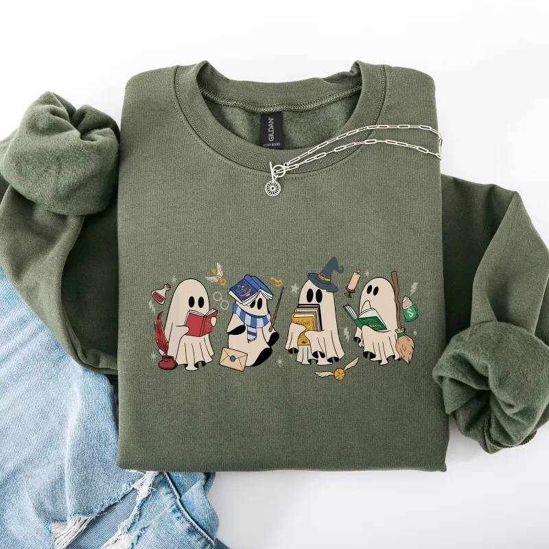 Reading Ghosts, Witches, Wizards, Halloween, Trending Graphic Sweatshirt sold by Refinery Number One