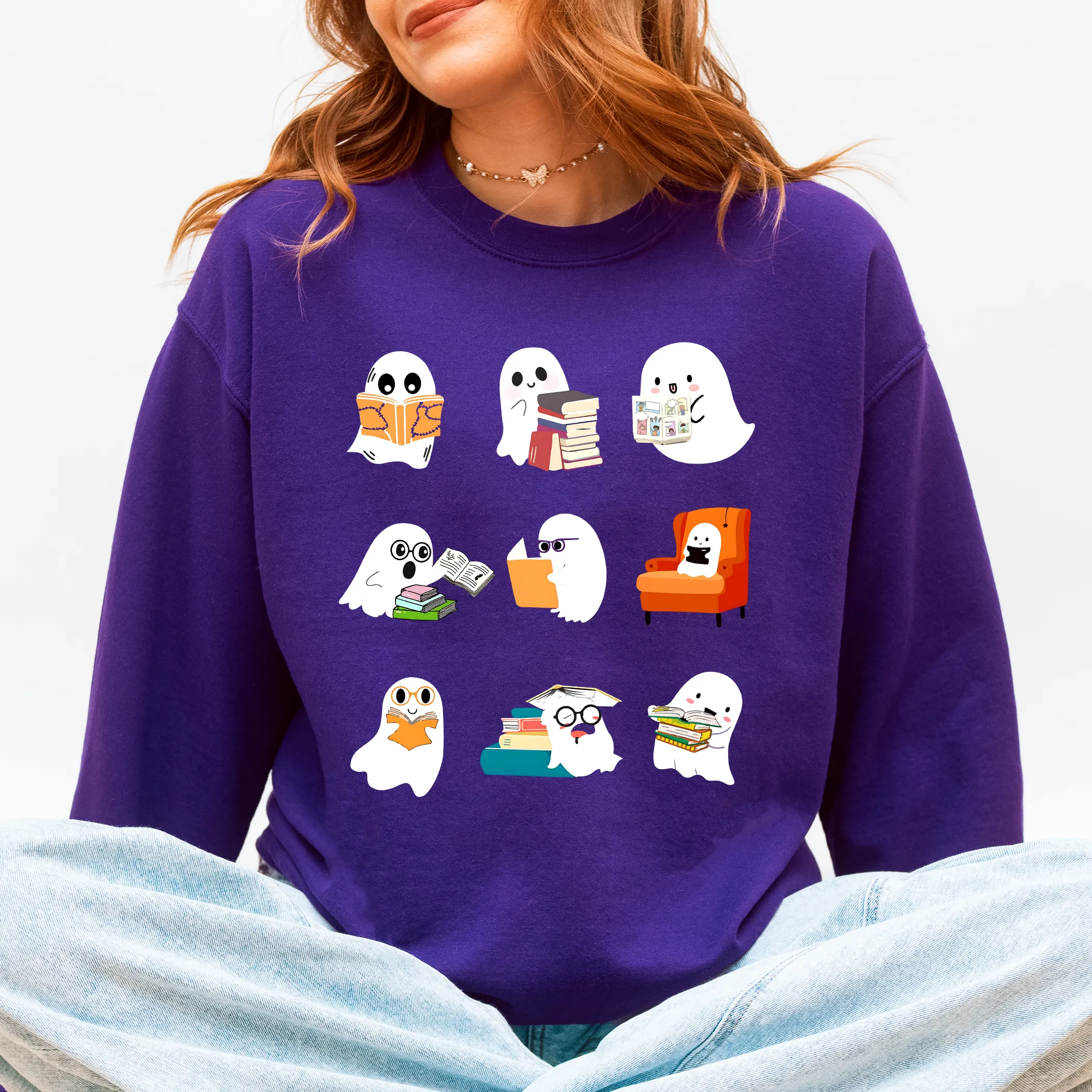 Reading Ghosts, Halloween, Library, Books Sweatshirt sold by Refinery Number One product image thumbnail 2