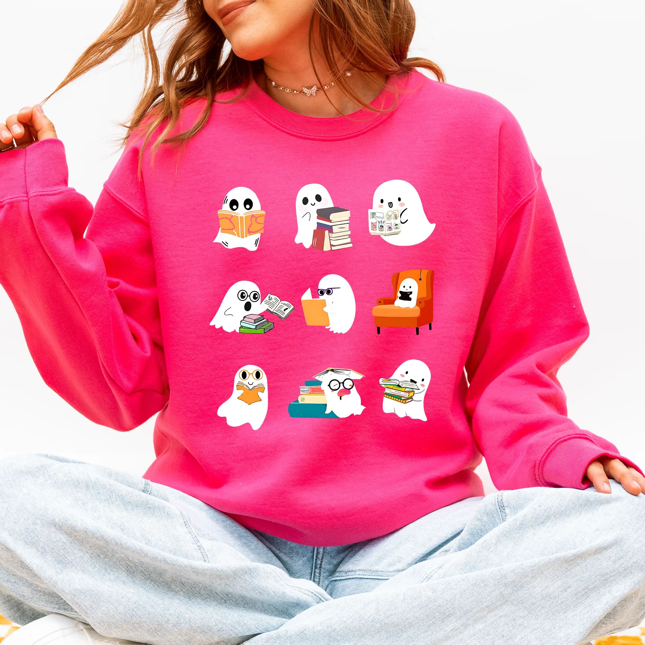 Reading Ghosts, Halloween, Library, Books Sweatshirt sold by Refinery Number One product image thumbnail 5