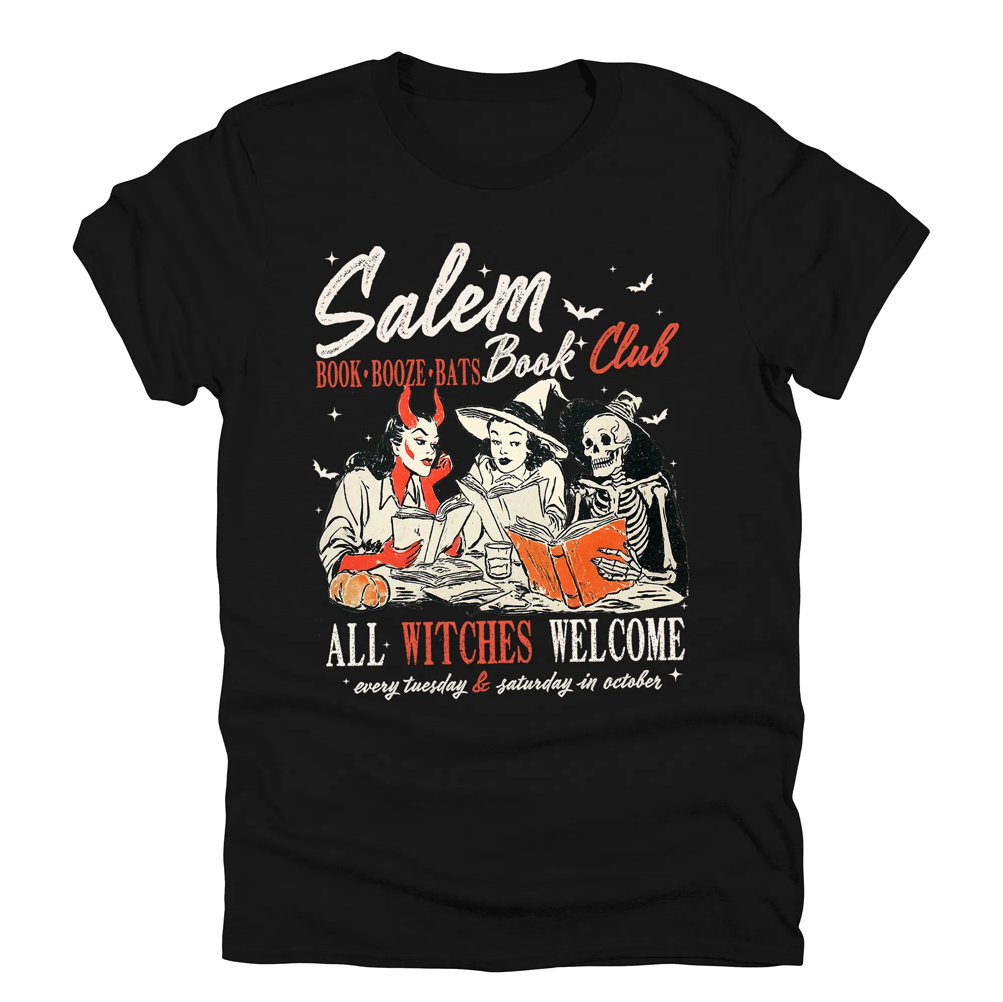 Salem Book Club, All Witches Welcome, Bookish, Booktok, Halloween, Trending Tshirt, Graphic Tee, Black Tshirt sold by Refinery Number One product image thumbnail 3