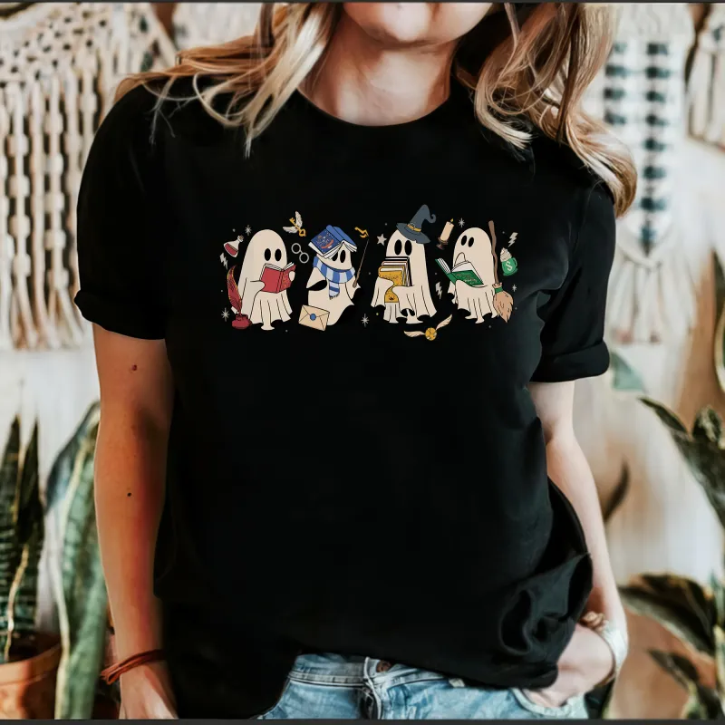 Reading Ghosts, Witches, Wizards, Halloween, Trending Graphic Tee, Tshirt sold by Refinery Number One