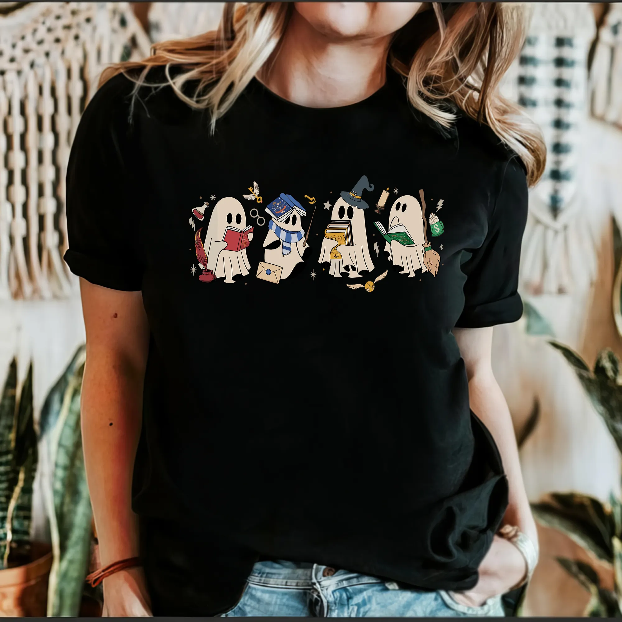 Reading Ghosts, Witches, Wizards, Halloween, Trending Graphic Tee, Tshirt sold by Refinery Number One