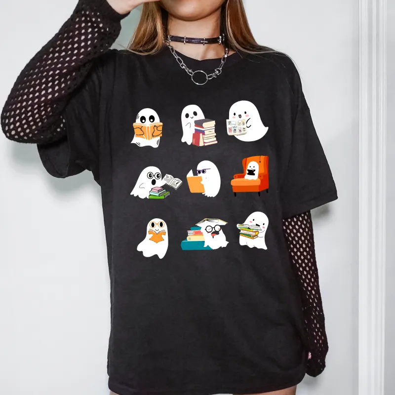 Reading Ghosts, Halloween, Trending Tshirt, Witch, Spooky, Bookish, Booktok, Graphic Tee, Tshirt sold by Refinery Number One