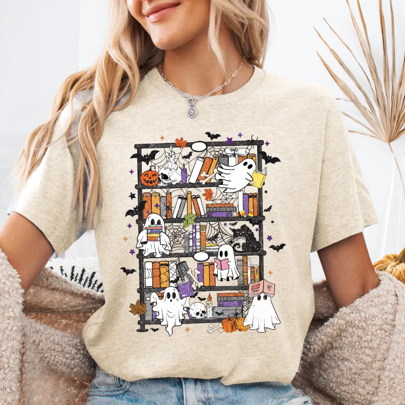 Reading Ghosts, Bookish, Library, Spooky, Halloween, Booktok, Trending Graphic Tee, Tshirt sold by Refinery Number One