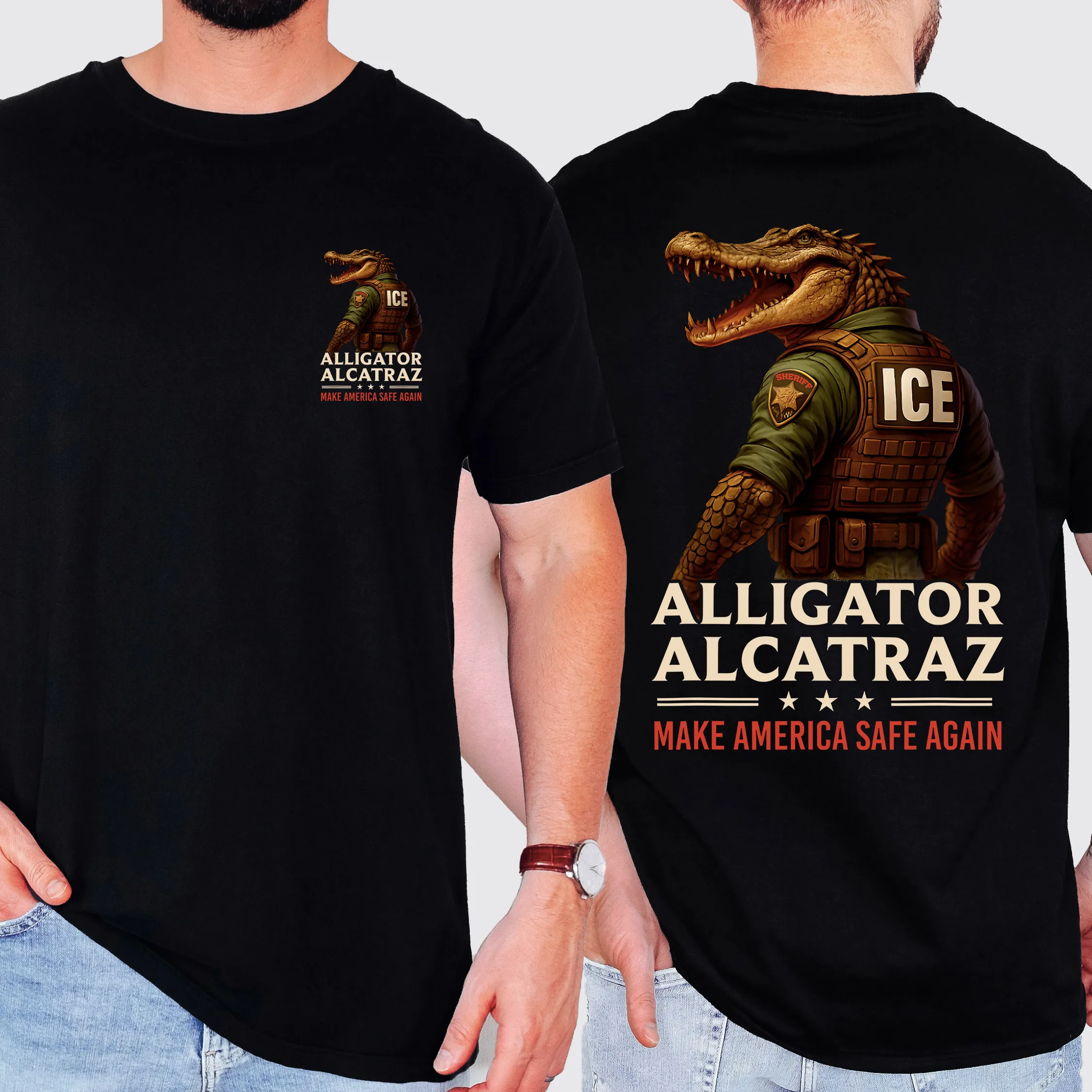 Alligator Alcatraz, ICE, Florida Everglades Funny Retro T Shirt MAGA Shirt sold by Refinery Number One product image thumbnail 2