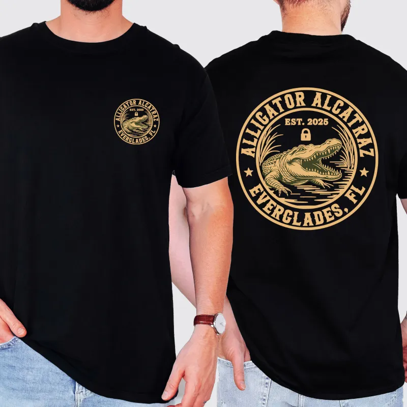 Alligator Alcratraz, ICE, Florida Everglades, Funny Retro T-Shirt MAGA Men's Shirtm, Front and Back sold by Refinery Number One