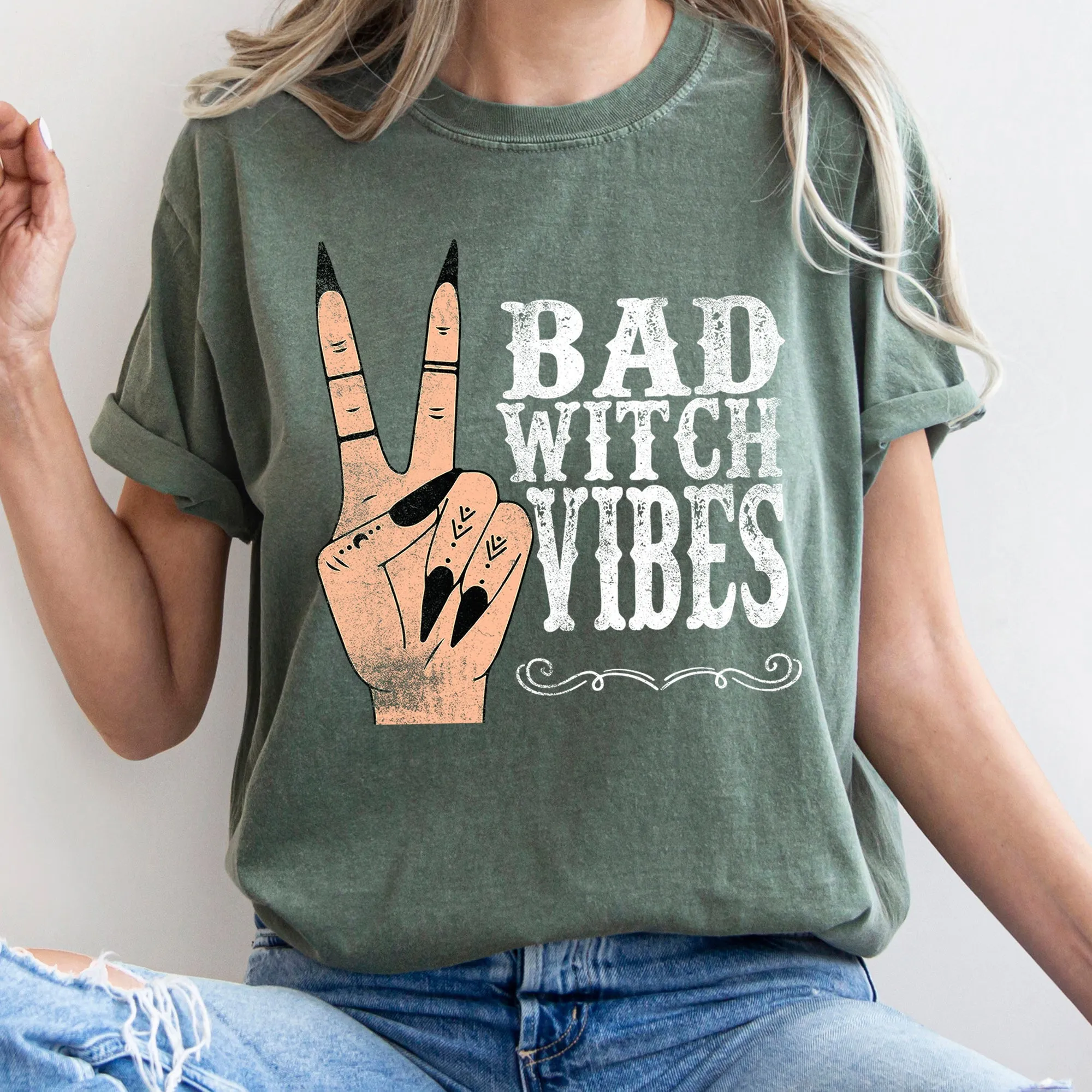 Bad Witch Vibes Comfort Colors Tshirt sold by Refinery Number One product image thumbnail 3