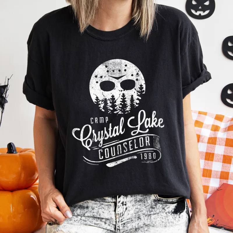 Camp Crystal Lake Counselor Retro Halloween Comfort Colors Tshirt made by Refinery Number One