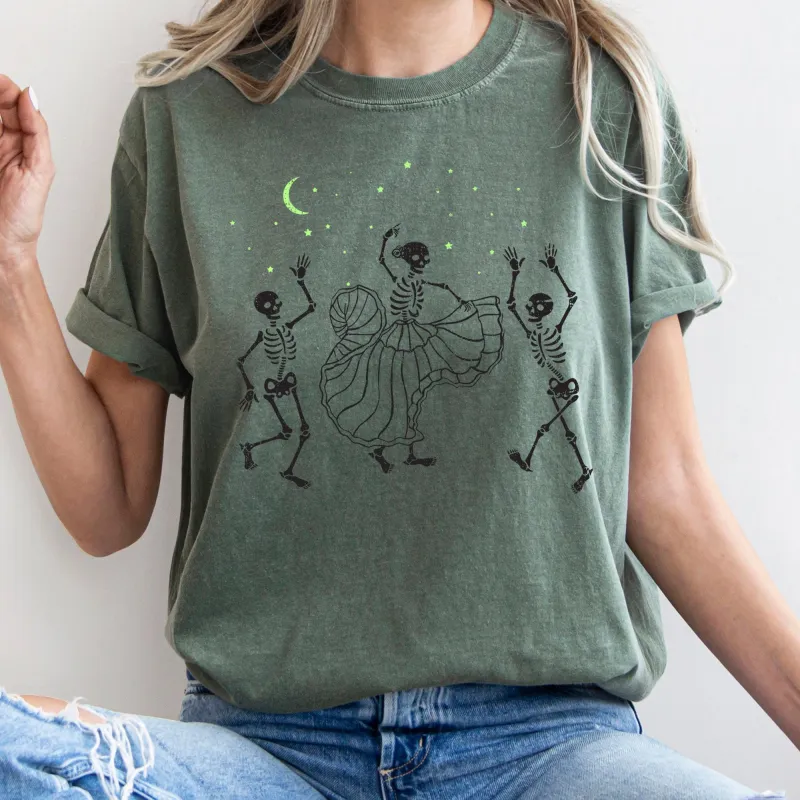 Dancing Skeletons At Night Retro Halloween Comfort Colors Tshirt sold by Refinery Number One