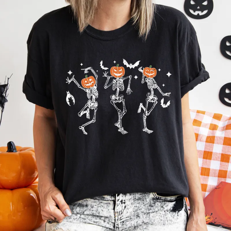Dancing Pumpkin Skeletons Retro Halloween Comfort Colors Tshirt sold by Refinery Number One