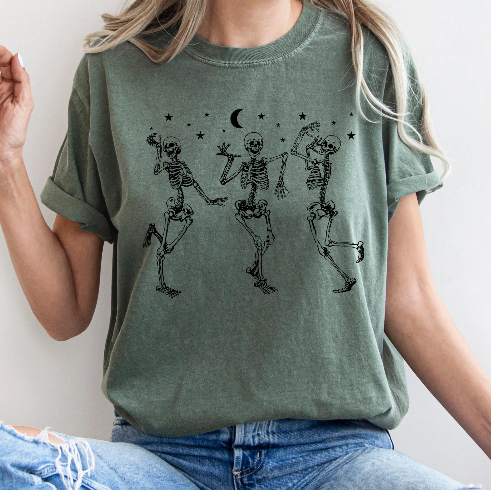 Dancing Skeletons At Night Retro Halloween Comfort Colors Tshirt sold by Refinery Number One product image thumbnail 2
