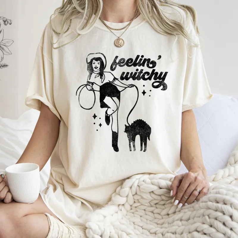 Feelin' Witchy Retro Halloween Comfort Colors Tshirt sold by Refinery Number One