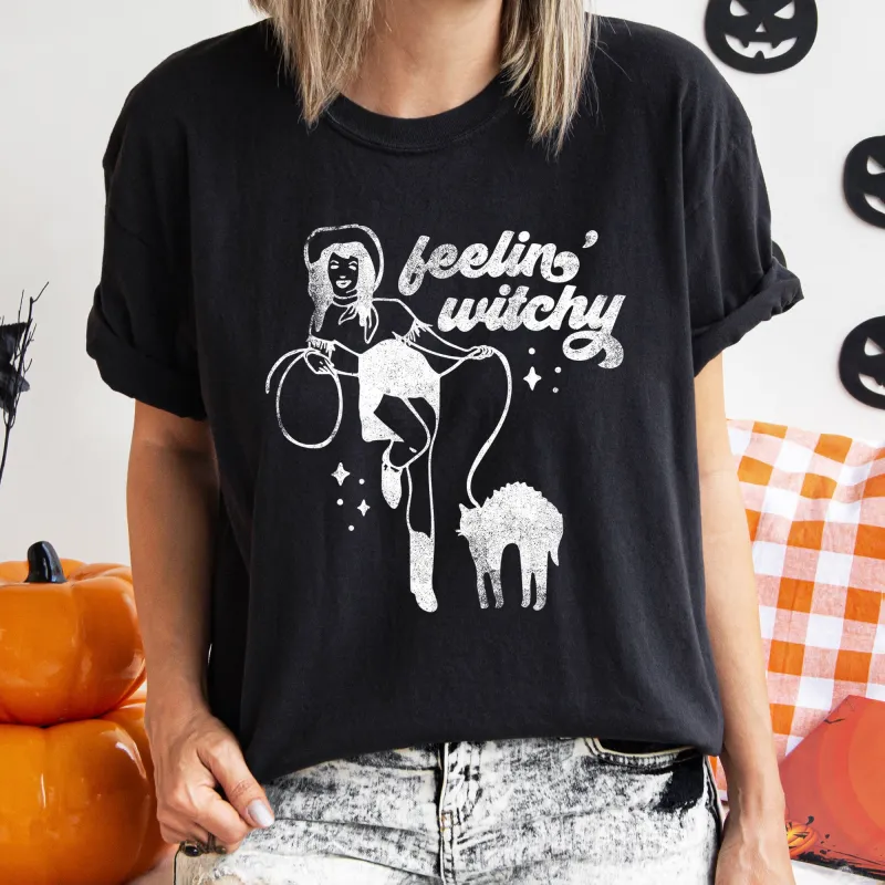 Feelin' Witchy Retro Halloween Comfort Colors Tshirt sold by Refinery Number One