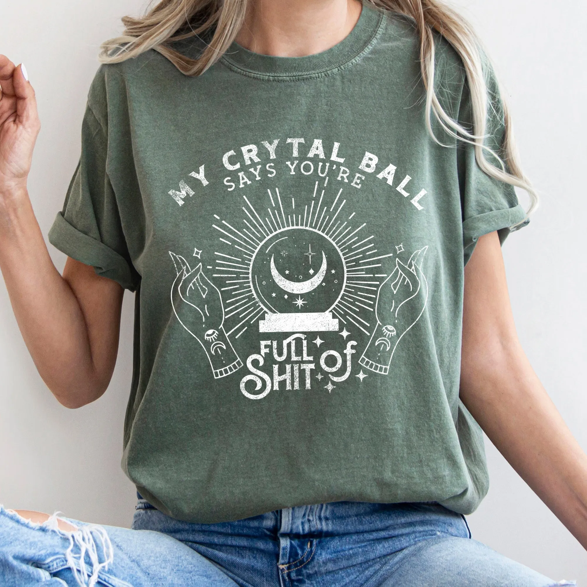 My Crystal Ball Says You're Full Of Shit Retro Halloween Comfort Colors Tshirt sold by Refinery Number One product image thumbnail 2