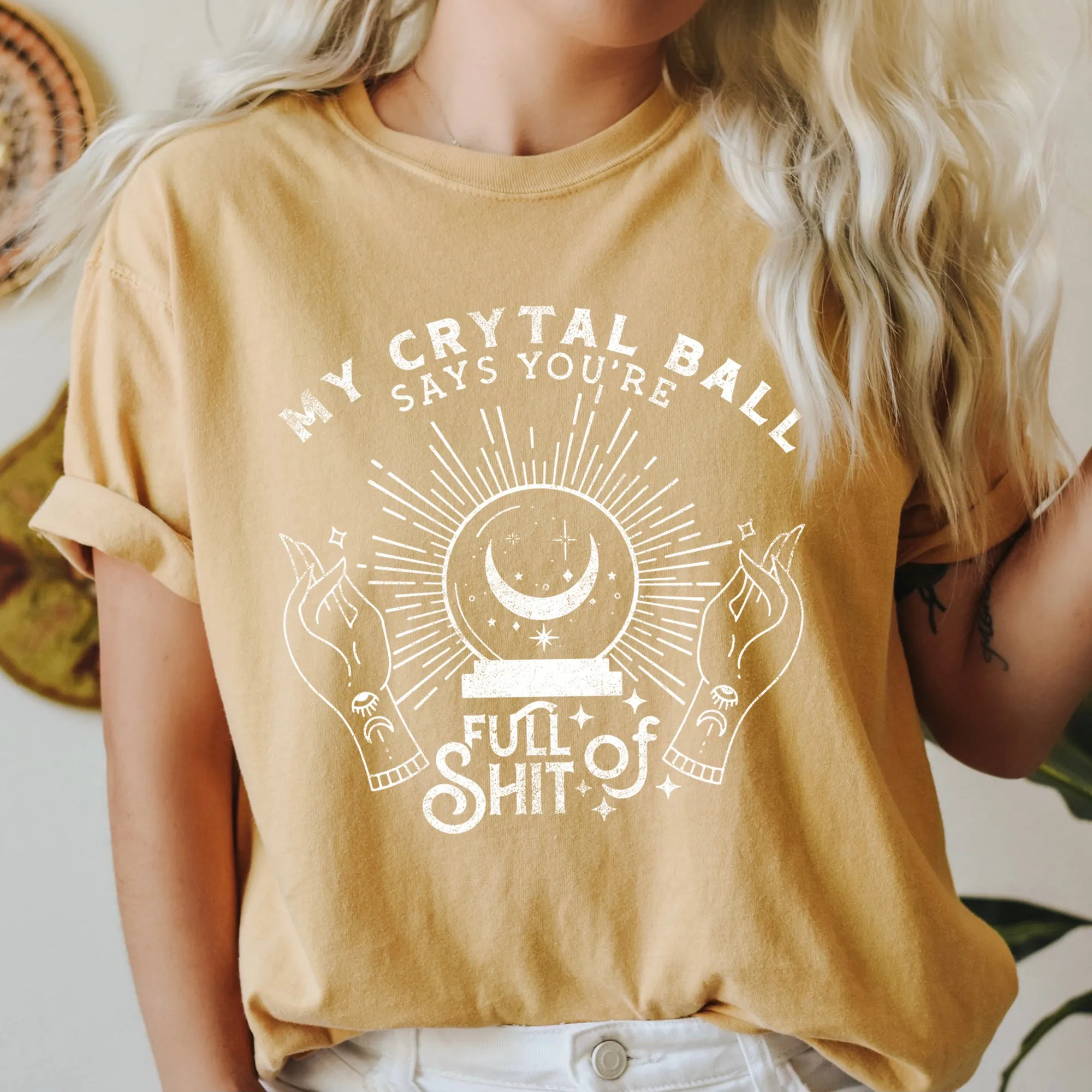 My Crystal Ball Says You're Full Of Shit Retro Halloween Comfort Colors Tshirt sold by Refinery Number One product image thumbnail 3