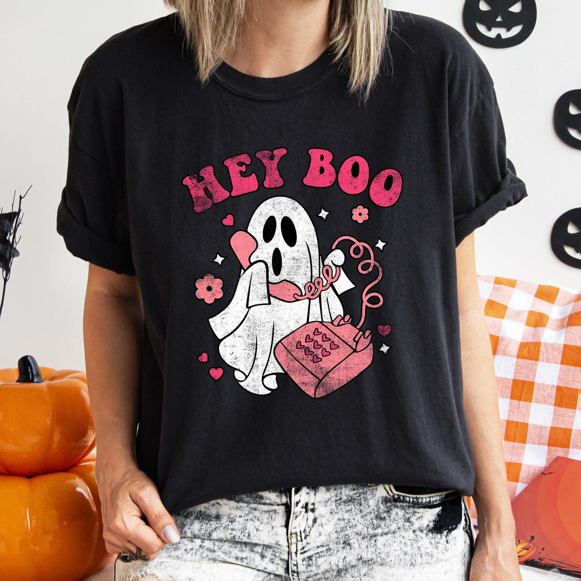Hey Boo Retro Halloween Comfort Colors Tshirt sold by Refinery Number One