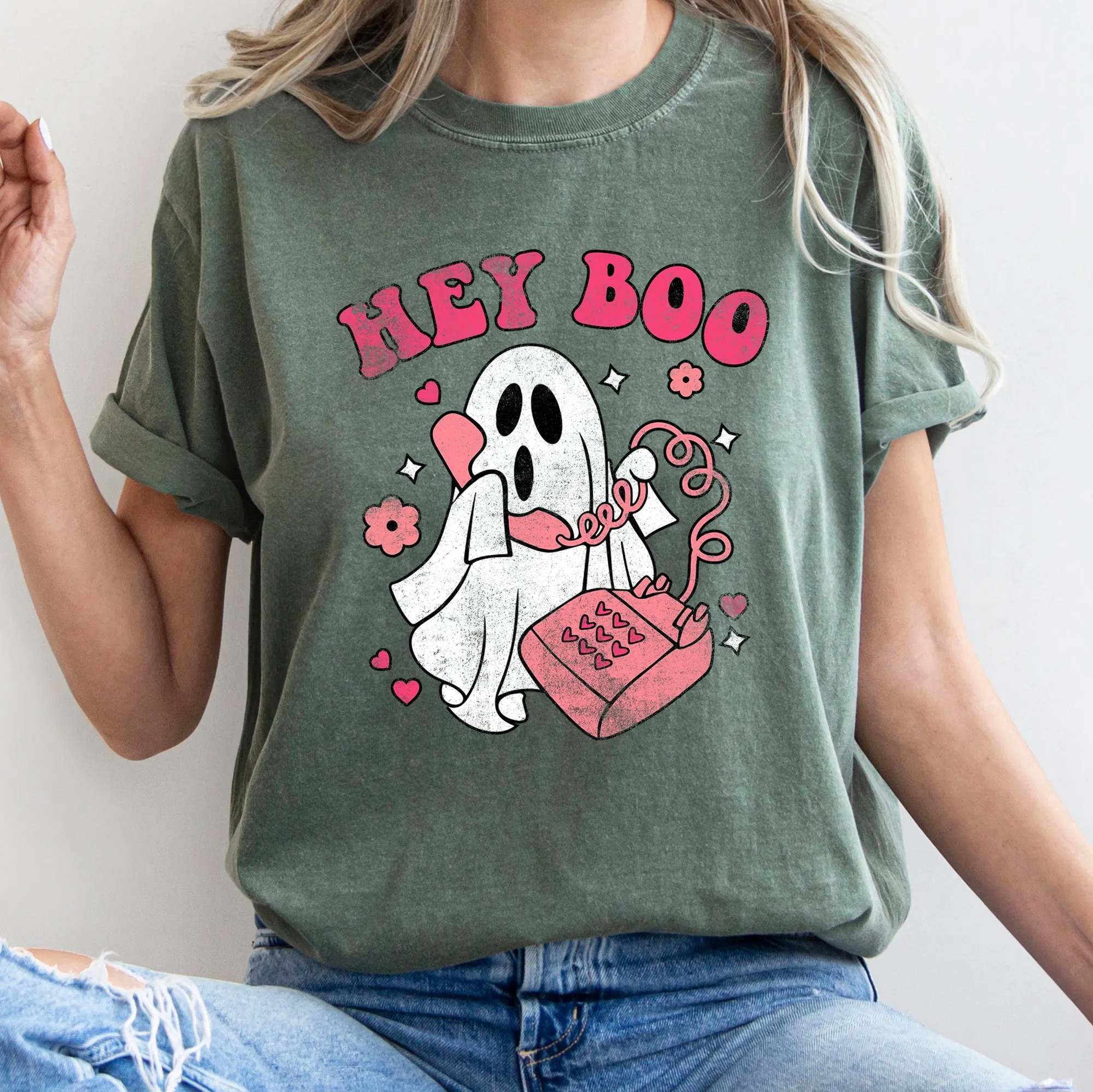 Hey Boo Retro Halloween Comfort Colors Tshirt sold by Refinery Number One product image thumbnail 3