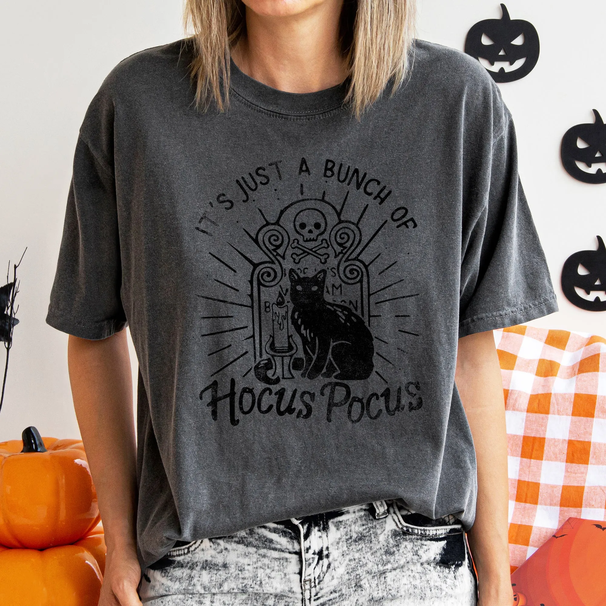 It's Just A Bunch Of Hocus Pocus Retro Halloween Comfort Colors Tshirt sold by Refinery Number One product image thumbnail 4