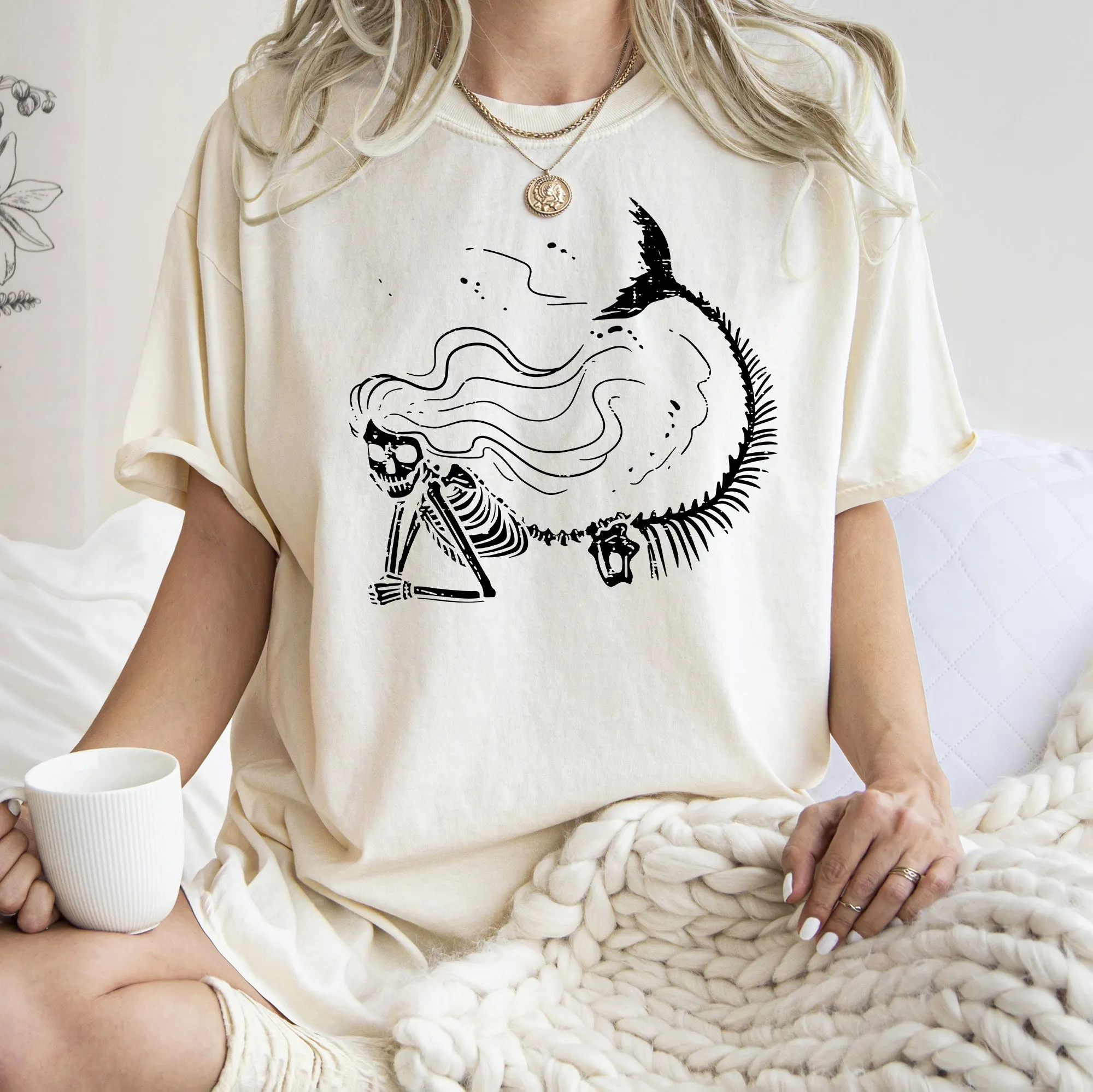 Mermaid Skeleton Retro Halloween Illustration Vintage Edition Comfort Colors Tee sold by Refinery Number One