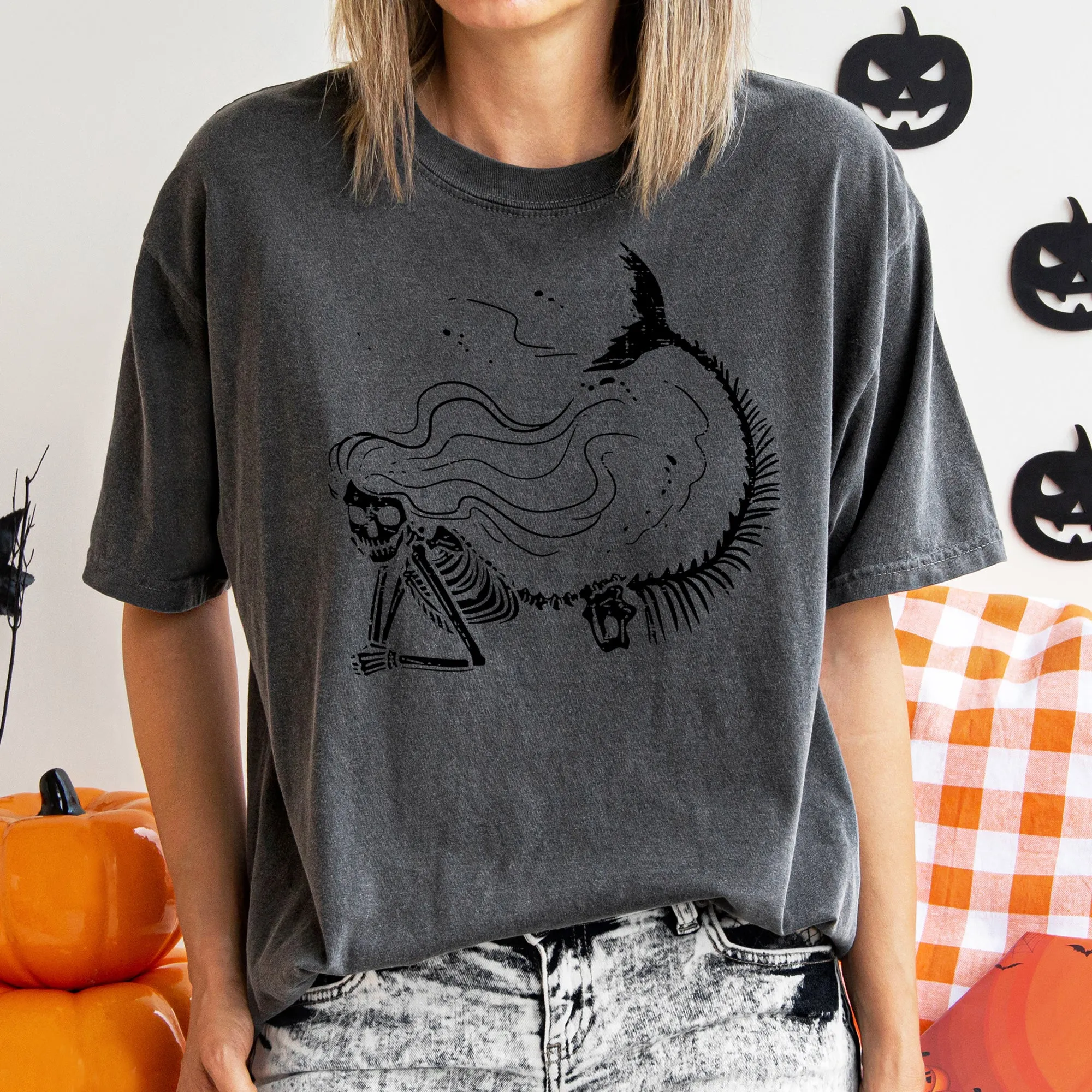 Mermaid Skeleton Retro Halloween Illustration Vintage Edition Comfort Colors Tee sold by Refinery Number One product image thumbnail 4