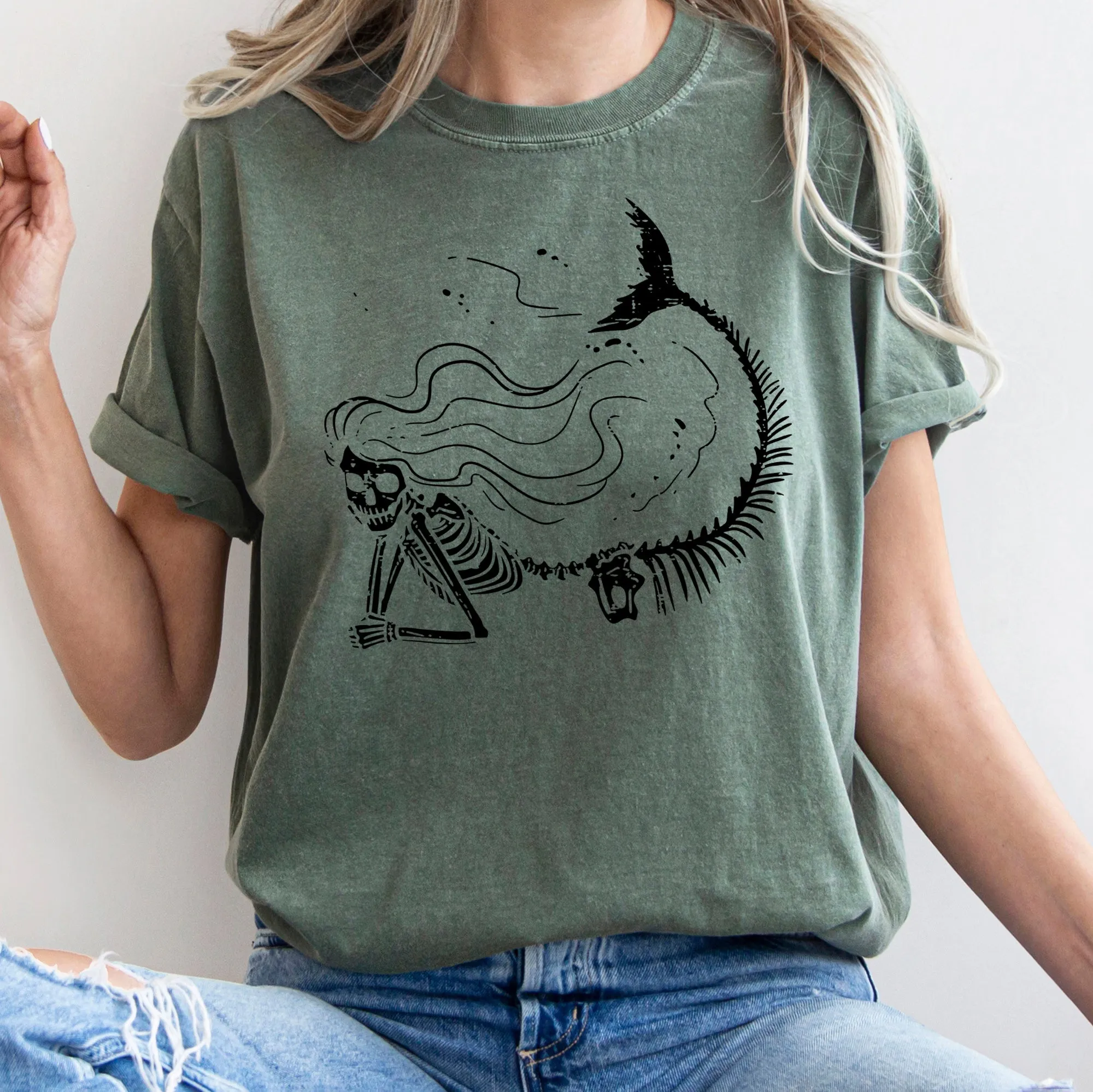 Mermaid Skeleton Retro Halloween Illustration Vintage Edition Comfort Colors Tee sold by Refinery Number One product image thumbnail 2