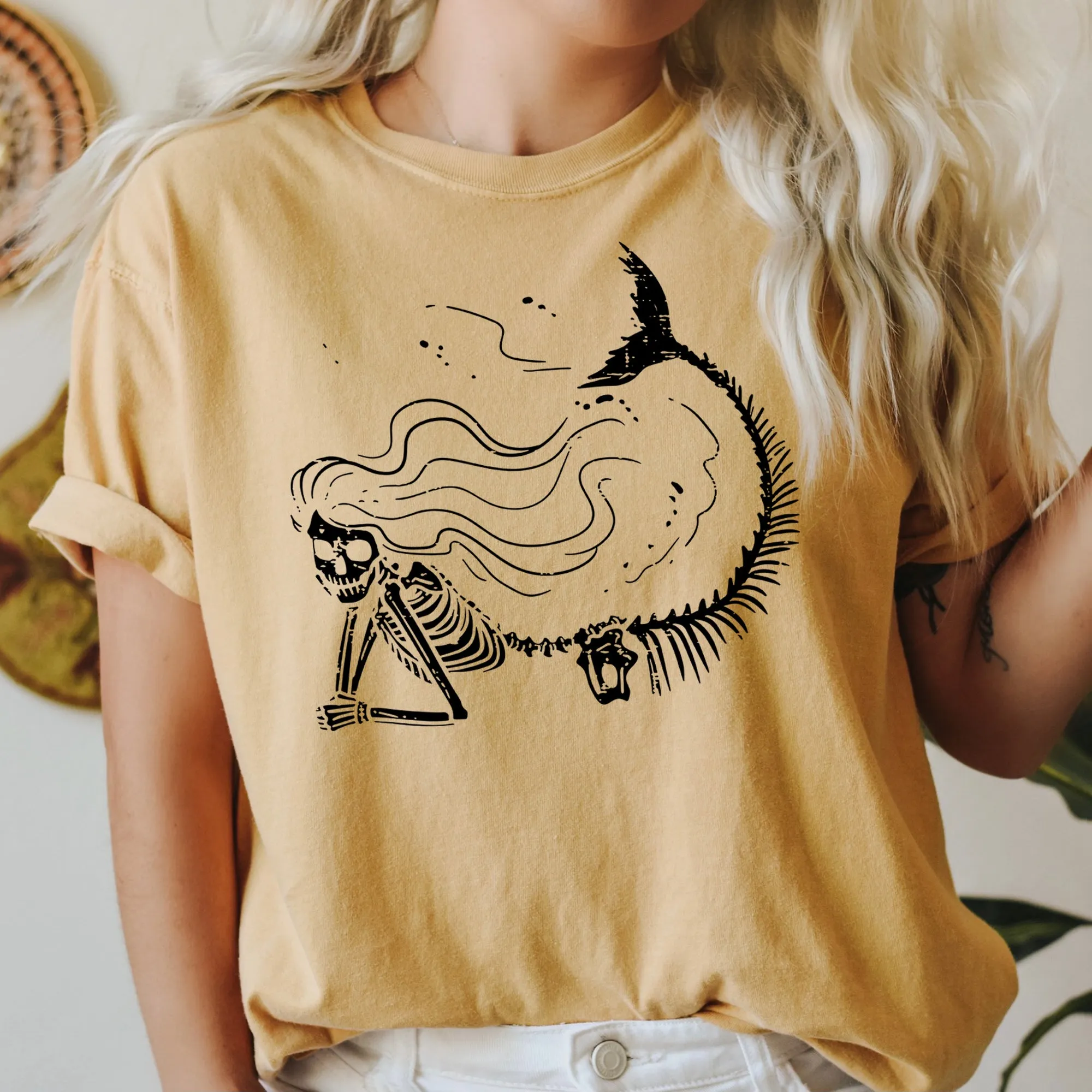 Mermaid Skeleton Retro Halloween Illustration Vintage Edition Comfort Colors Tee sold by Refinery Number One product image thumbnail 3