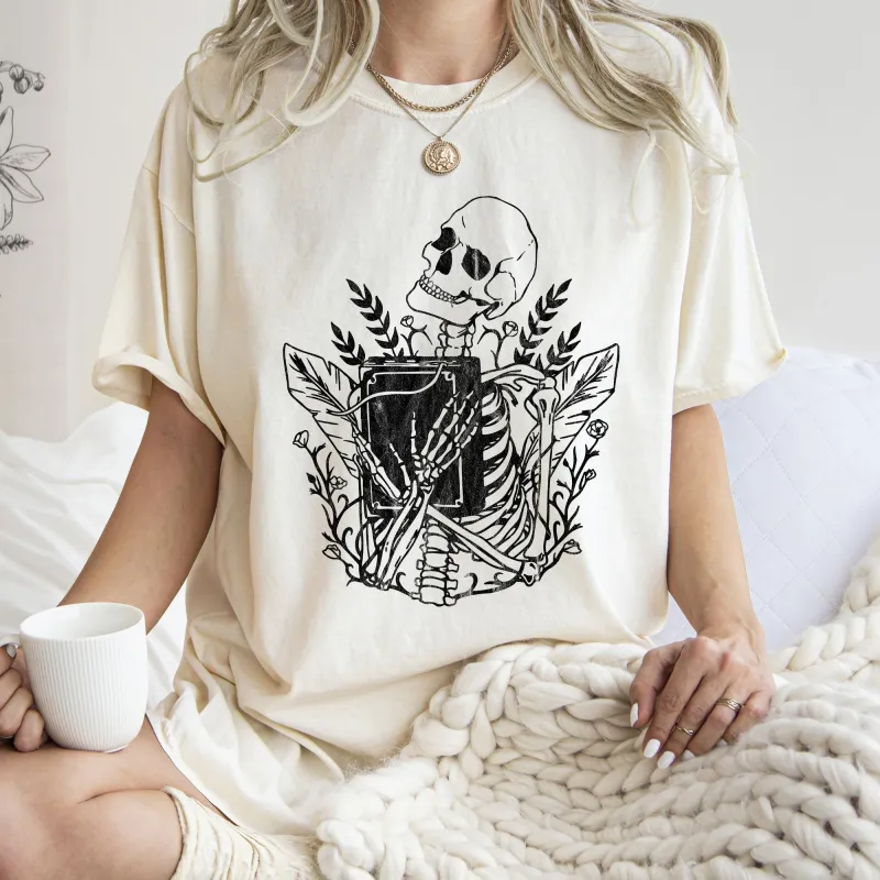Skeleton And The Book Retro Halloween Comfort Colors Tshirt sold by Refinery Number One