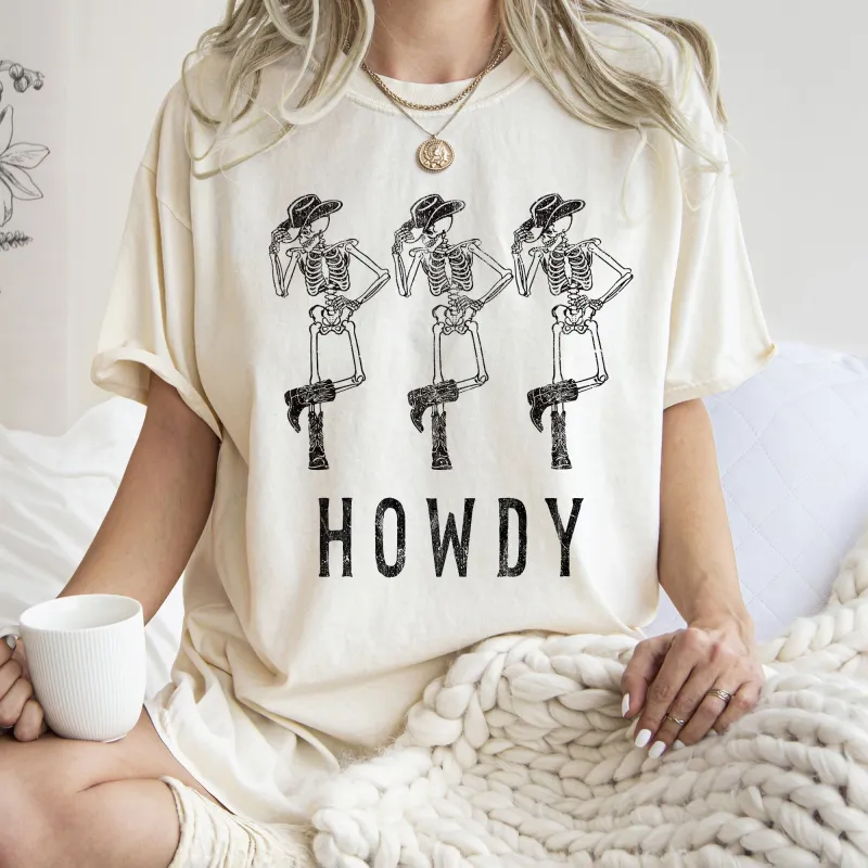 Howdy Skeletons Retro Western Halloween Comfort Colors Tshirt sold by Refinery Number One