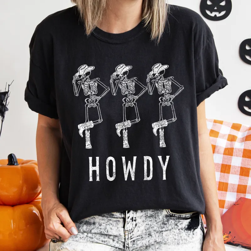 Howdy Skeletons Retro Western Halloween Comfort Colors Tshirt sold by Refinery Number One
