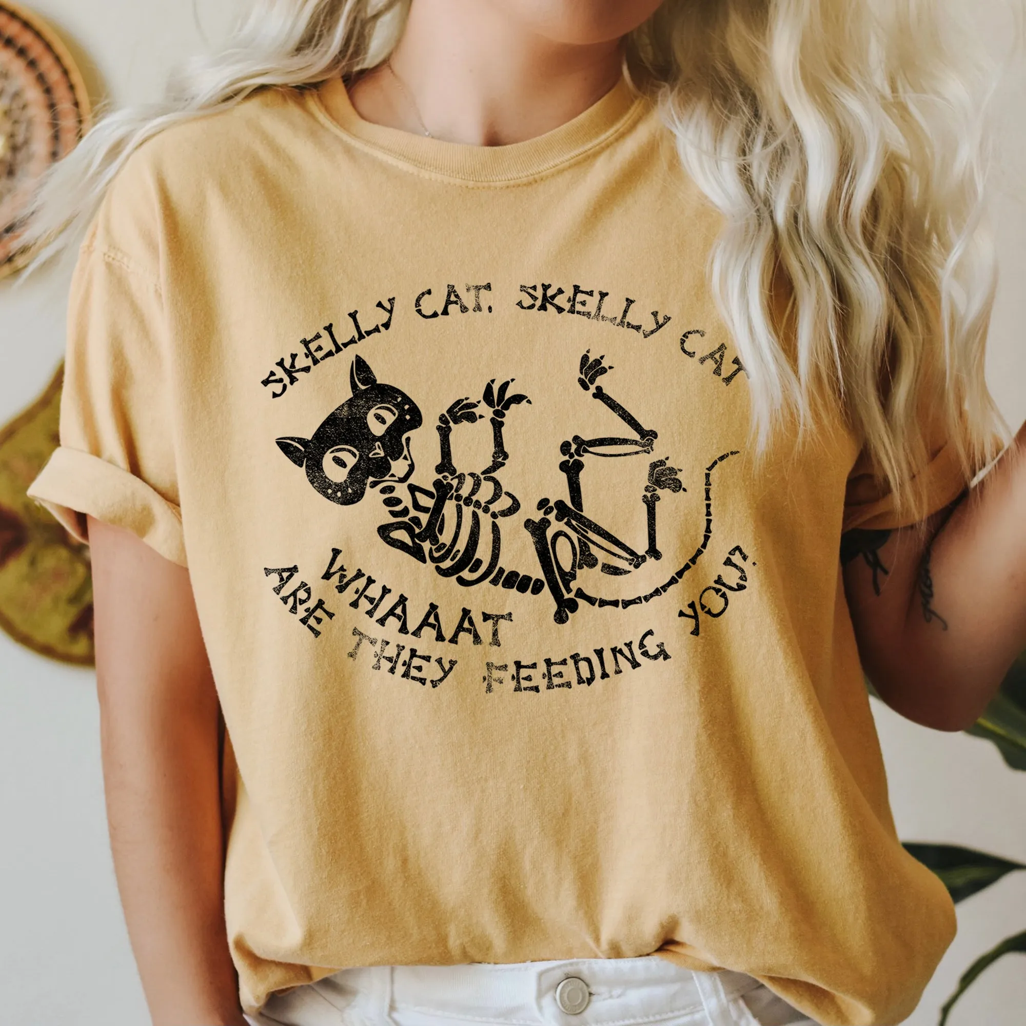 Skelly Cat Retro Halloween Comfort Colors Tshirt sold by Refinery Number One product image thumbnail 3