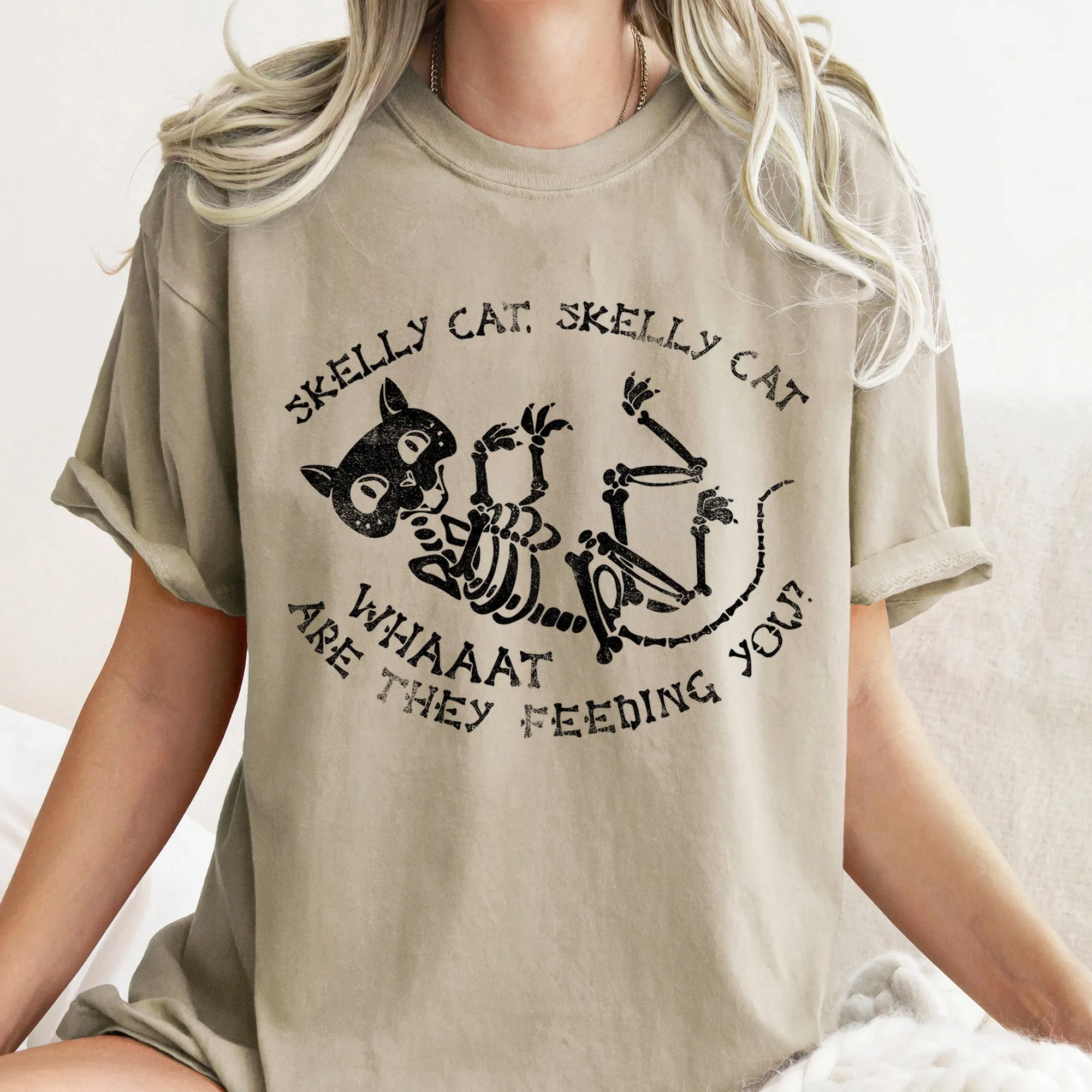 Skelly Cat Retro Halloween Comfort Colors Tshirt sold by Refinery Number One product image thumbnail 5