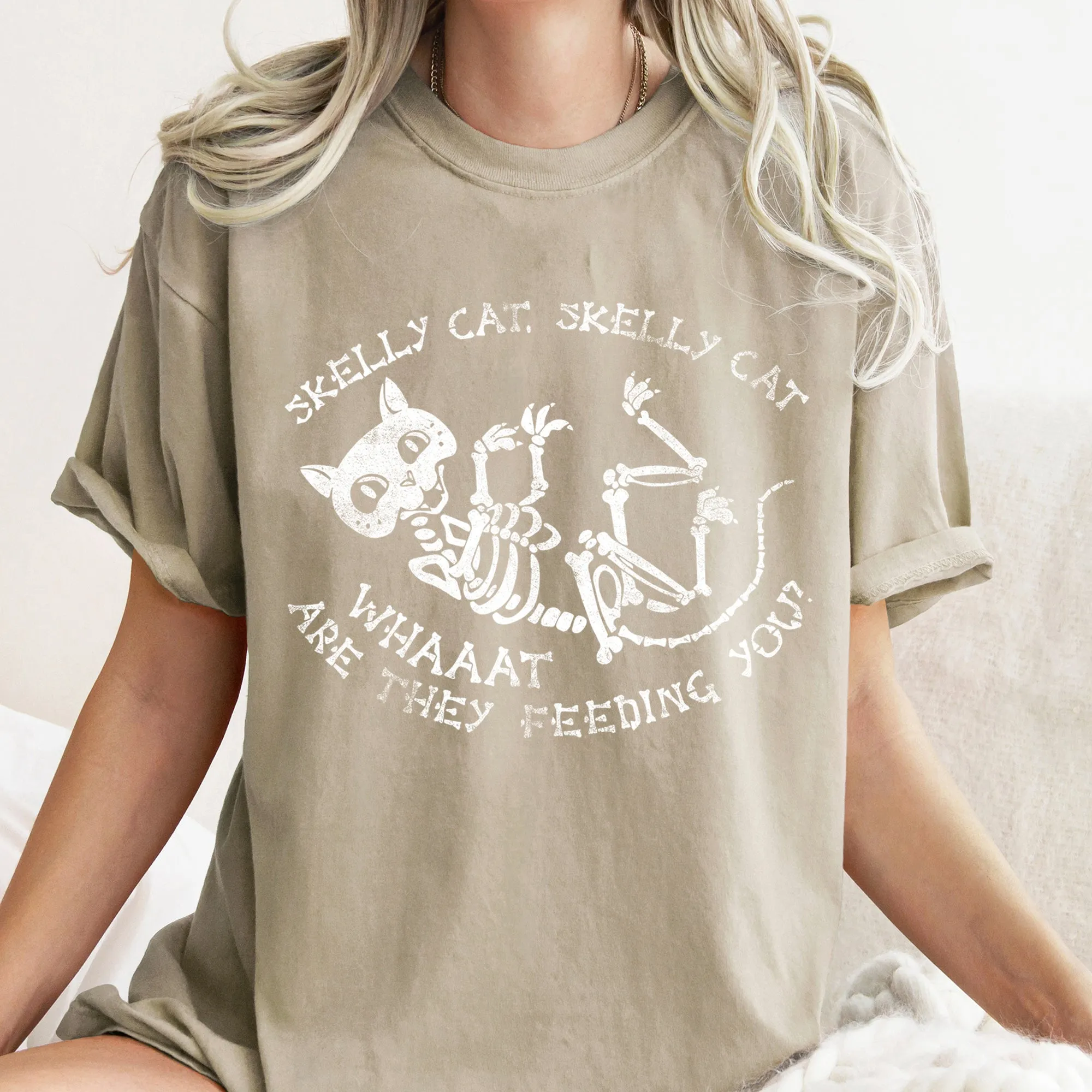 Skelly Cat Retro Halloween Comfort Colors Tshirt sold by Refinery Number One product image thumbnail 5