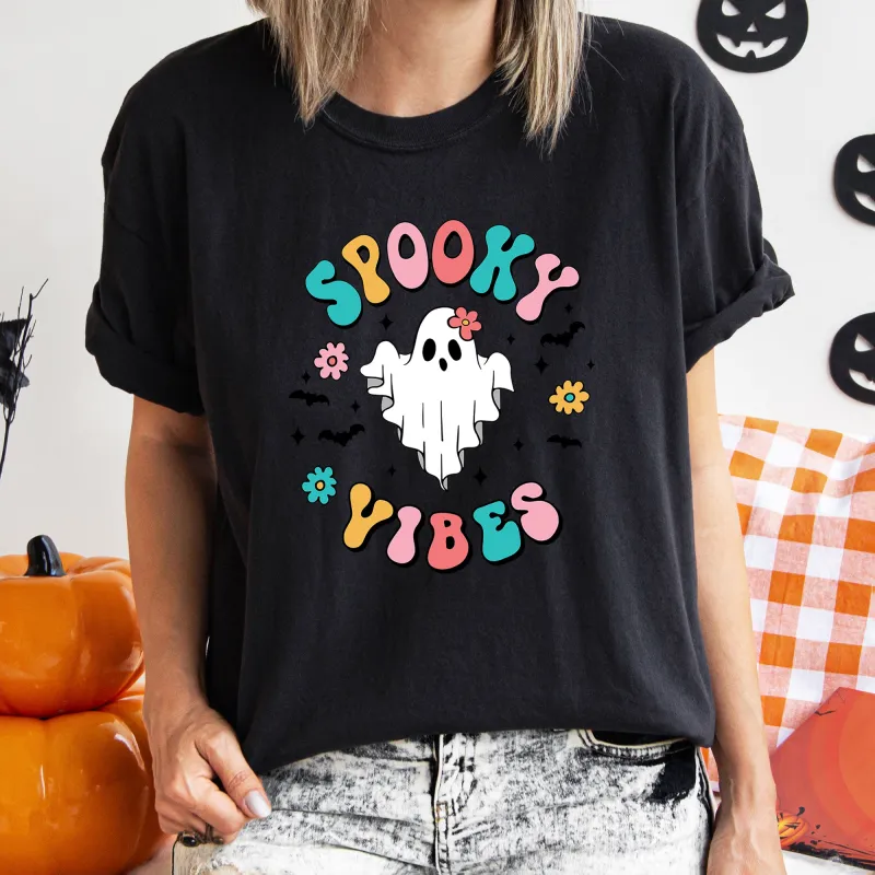 Spooky Vibes Ghost Retro Halloween Comfort Colors Tshirt sold by Refinery Number One