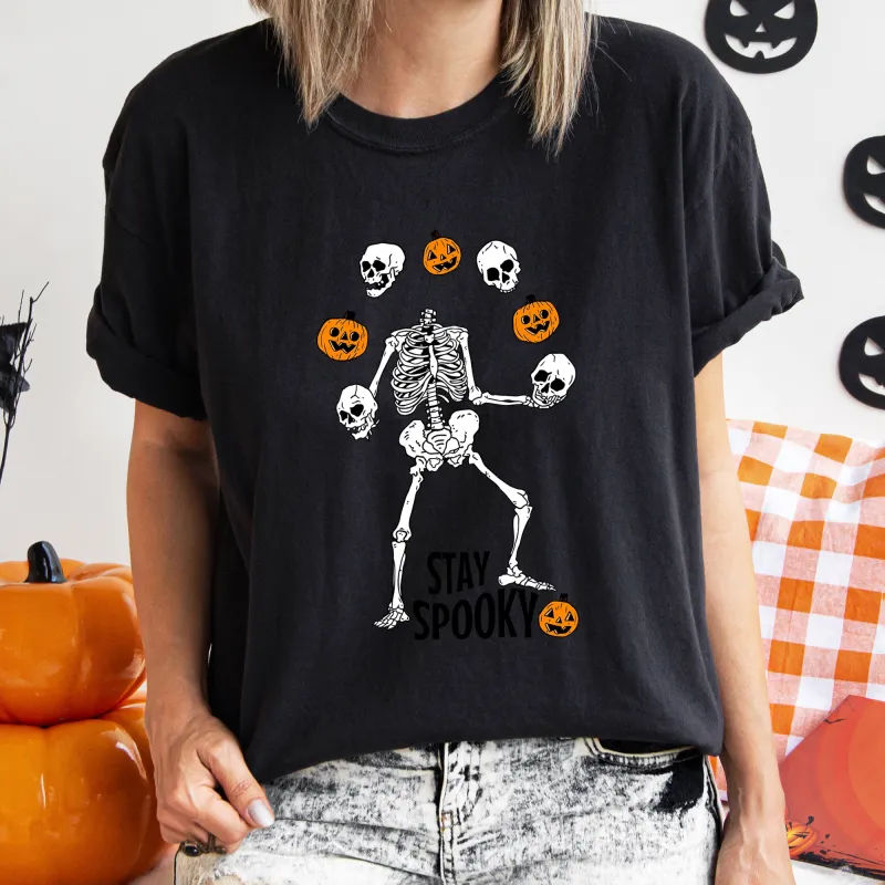 Stay Spooky Juggling Skeleton Retro Halloween Comfort Colors Tshirt sold by Refinery Number One
