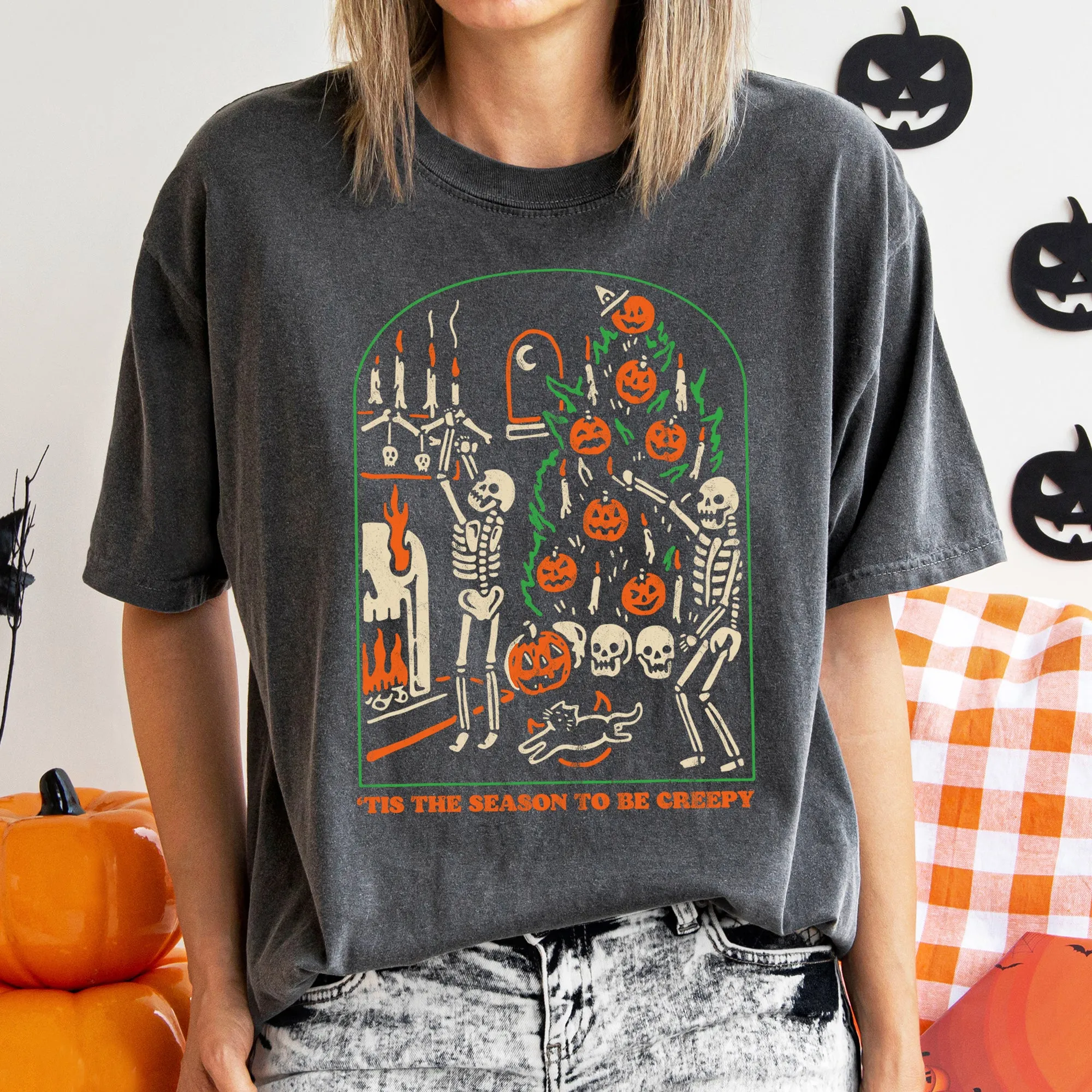 Tis The Season To Be Creepy Retro Halloween Comfort Colors Tshirt sold by Refinery Number One product image thumbnail 3