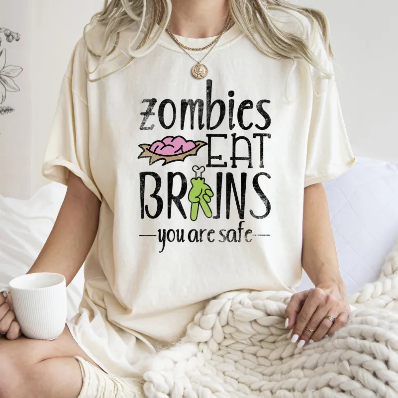 Zombies Eat Brains Retro Halloween Comfort Colors Tshirt sold by Refinery Number One