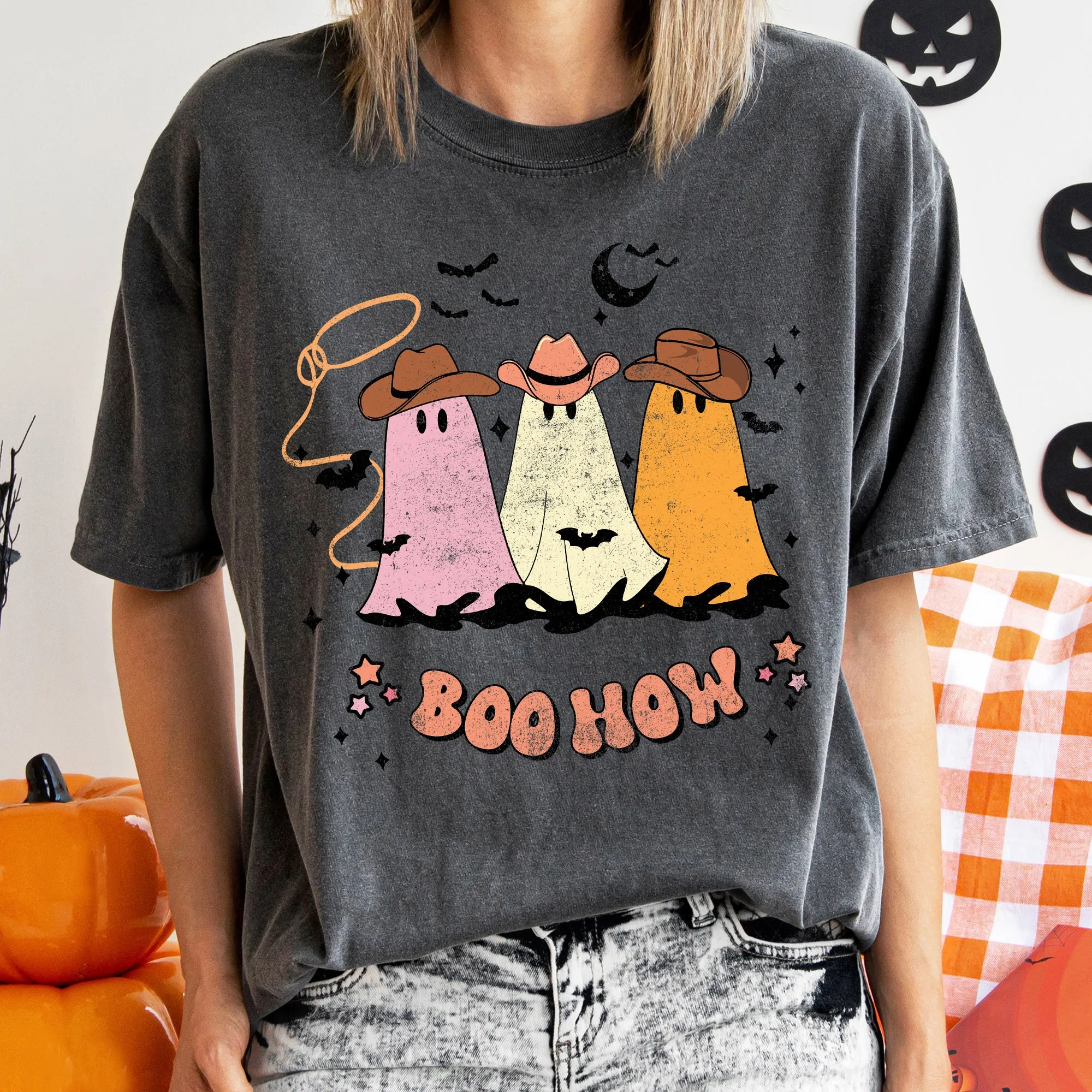 Boo How Ghosts Vintage Halloween Comfort Colors Tshirt sold by Refinery Number One product image thumbnail 2