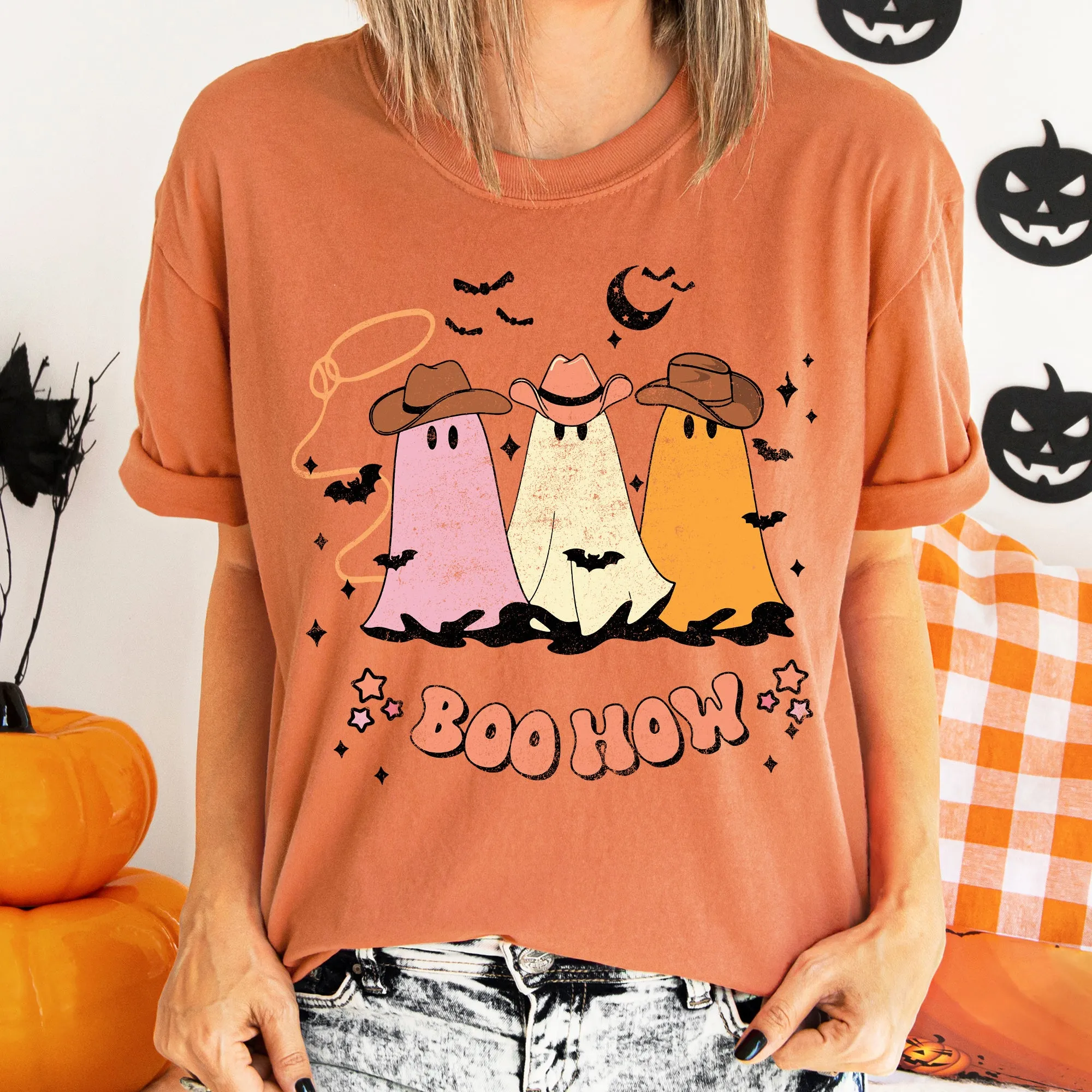 Boo How Ghosts Vintage Halloween Comfort Colors Tshirt sold by Refinery Number One product image thumbnail 3
